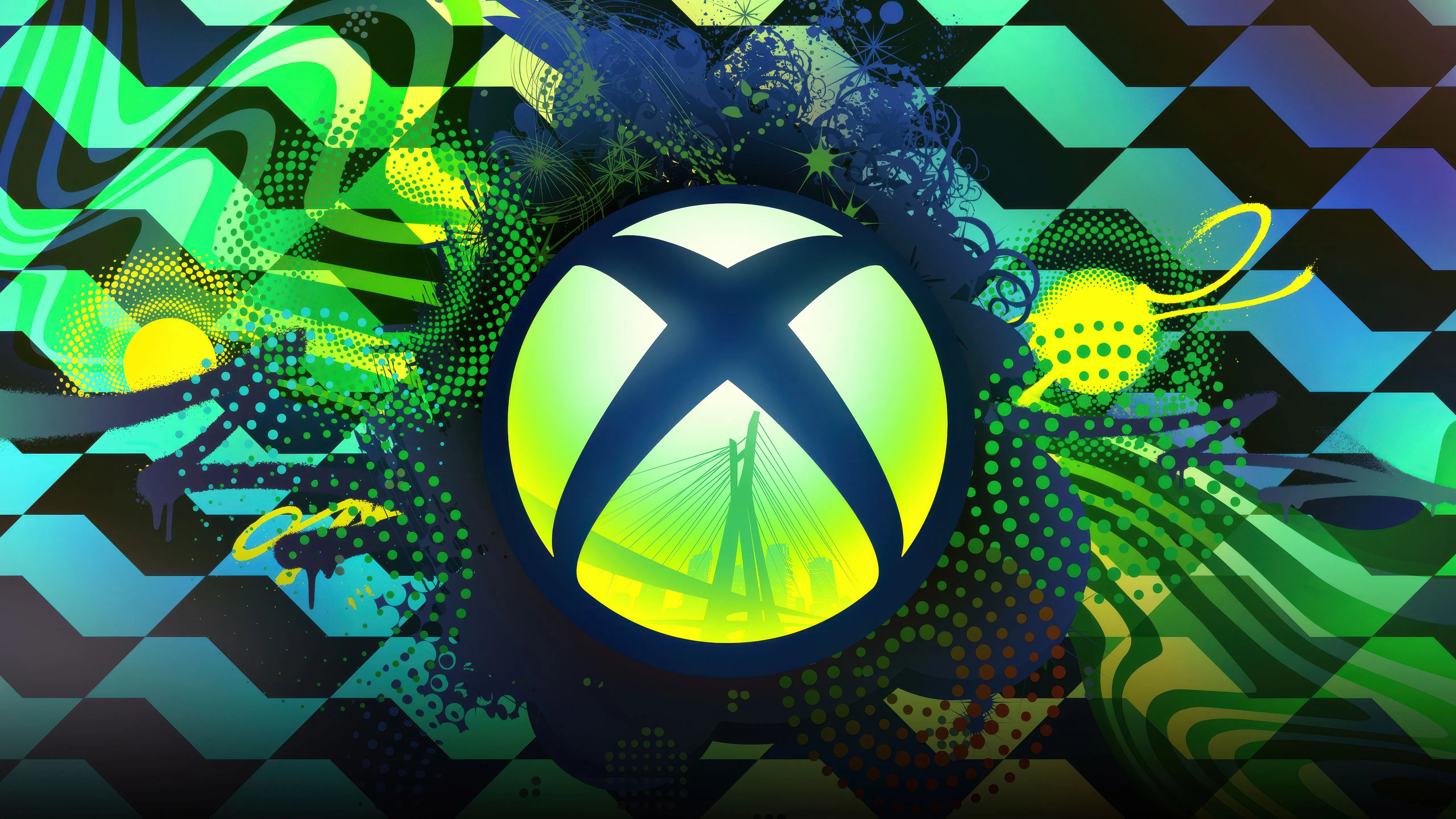 Xbox logo Wallpaper 4K, Green abstract, 5K
