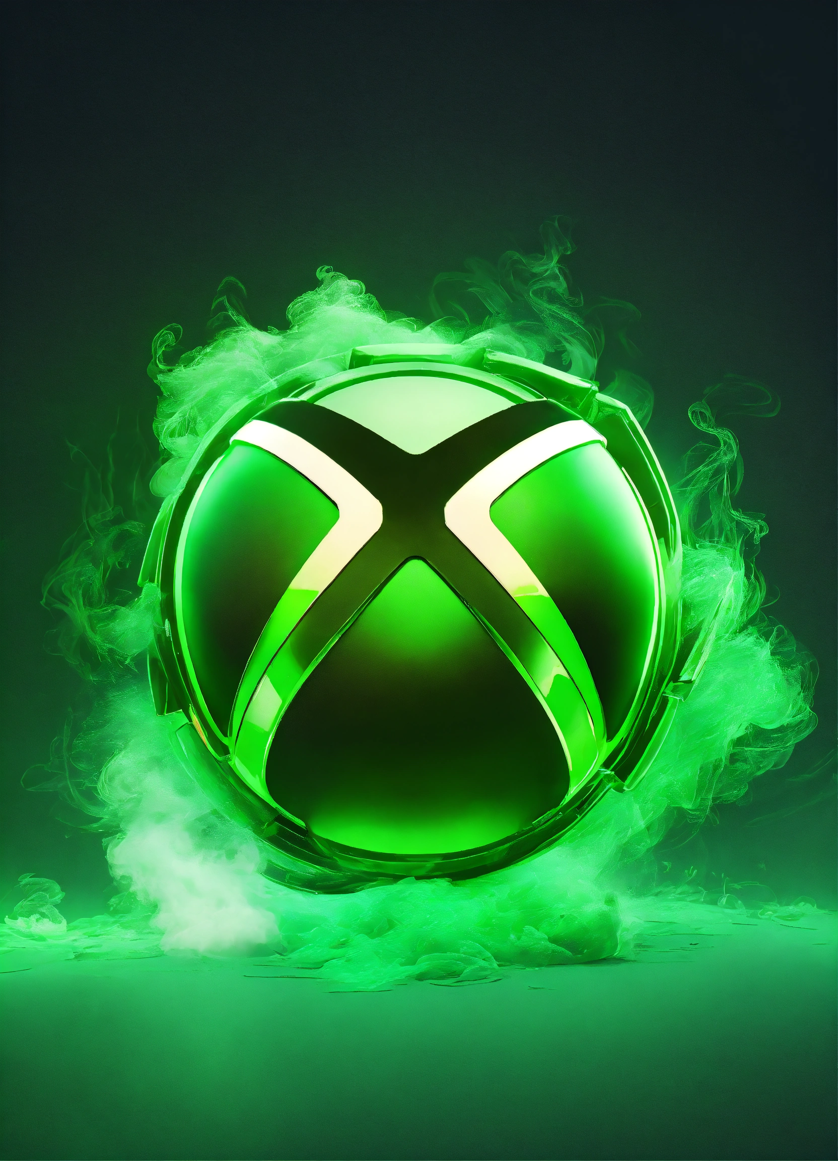 Xbox logo with neon green smoke around it, 8k quality