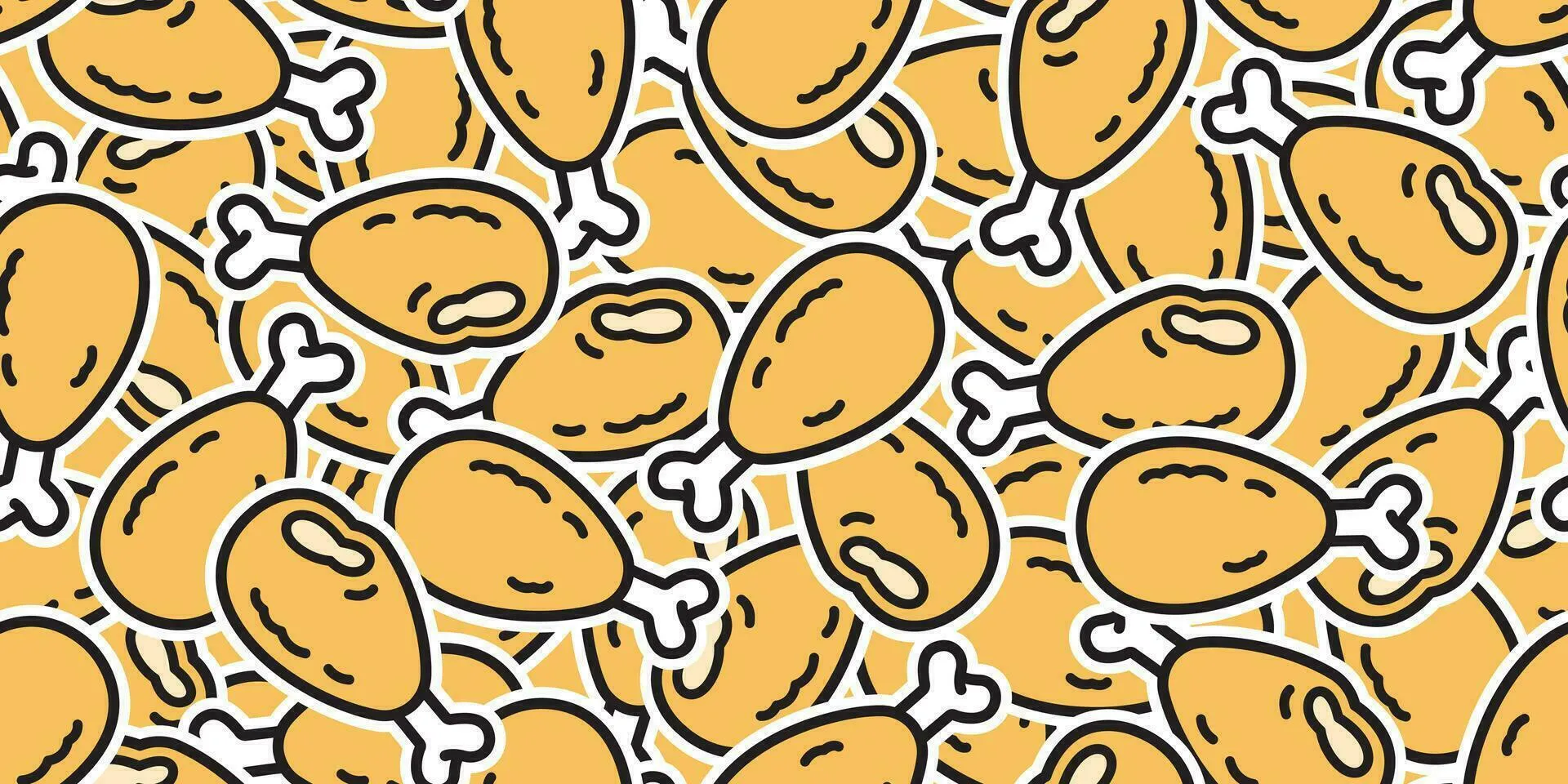 Crispy Fried Chicken Seamless Pattern vector scarf isolated repeat wallpaper tile background cartoon doodle illustration design