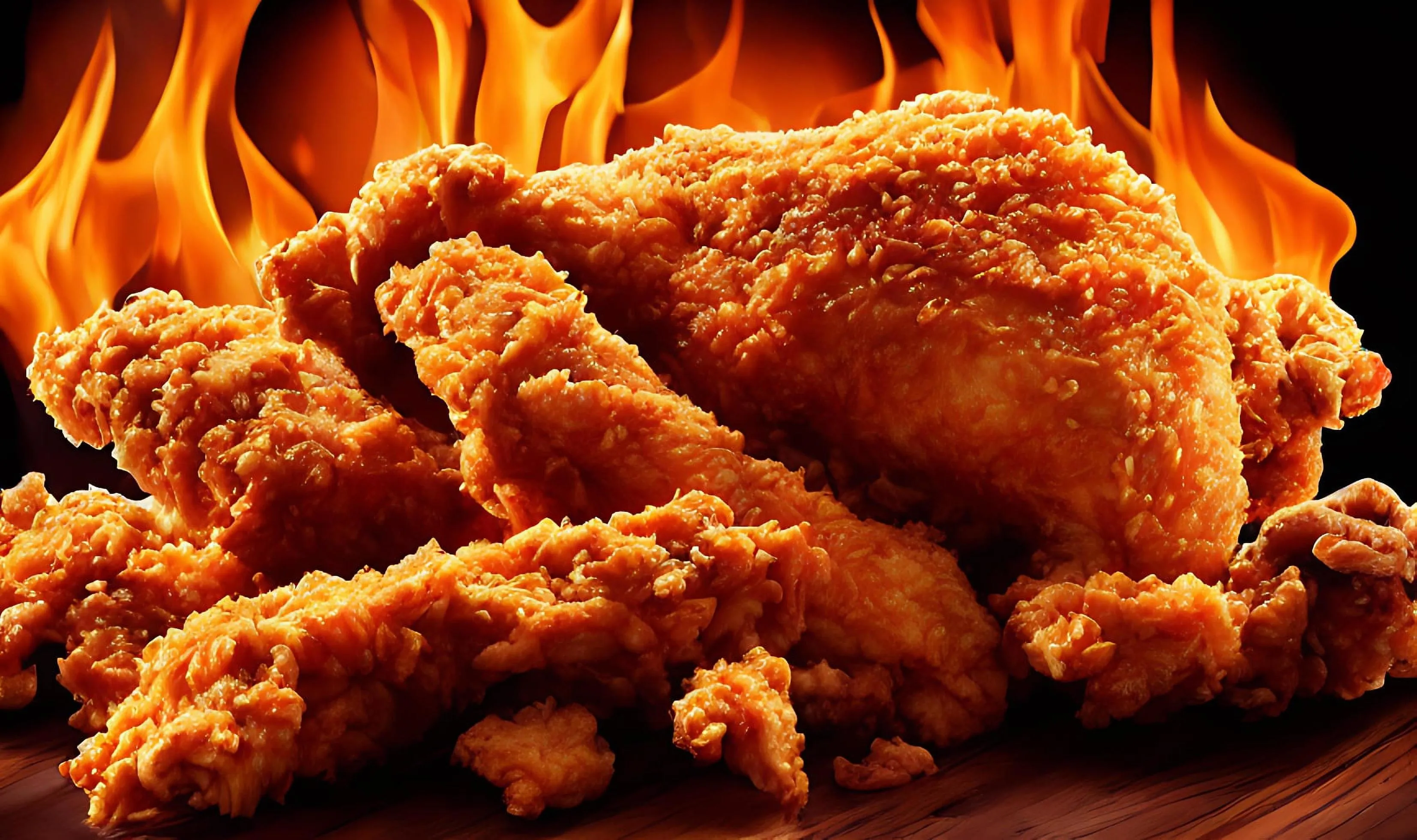 Delicious hot and crispy fried chicken meat