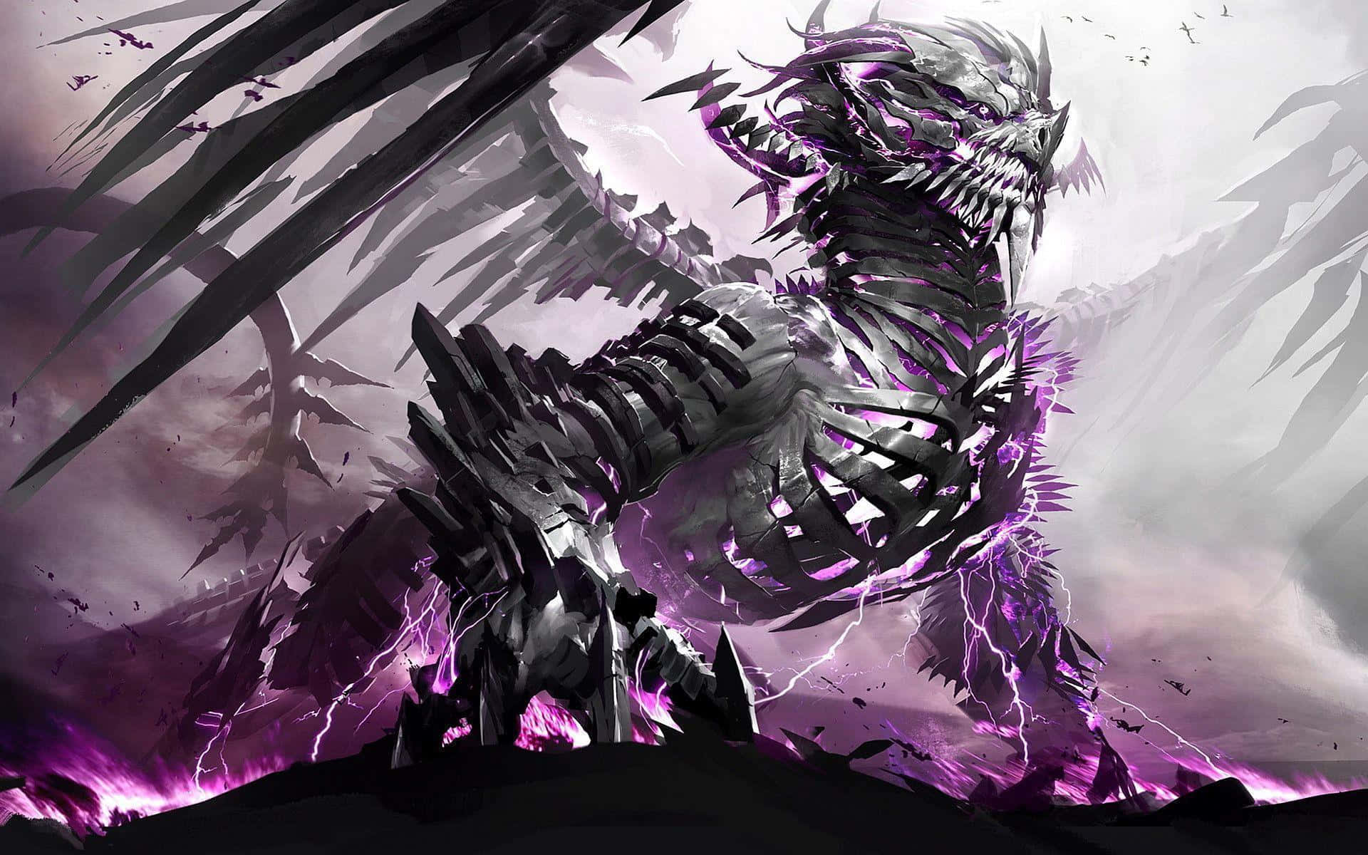 Download Black Dragon With Purple Aura Wallpaper