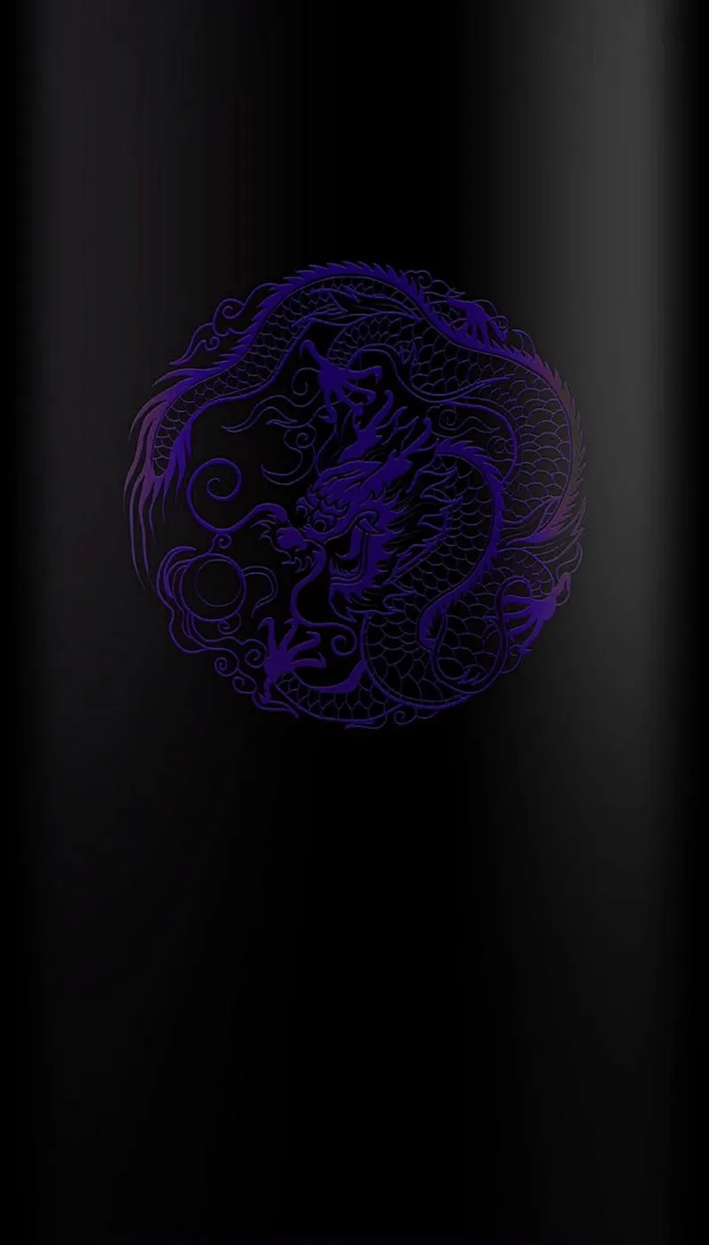 Chinese dragon, 3D, black, dark, purple, simple, HD phone wallpaper