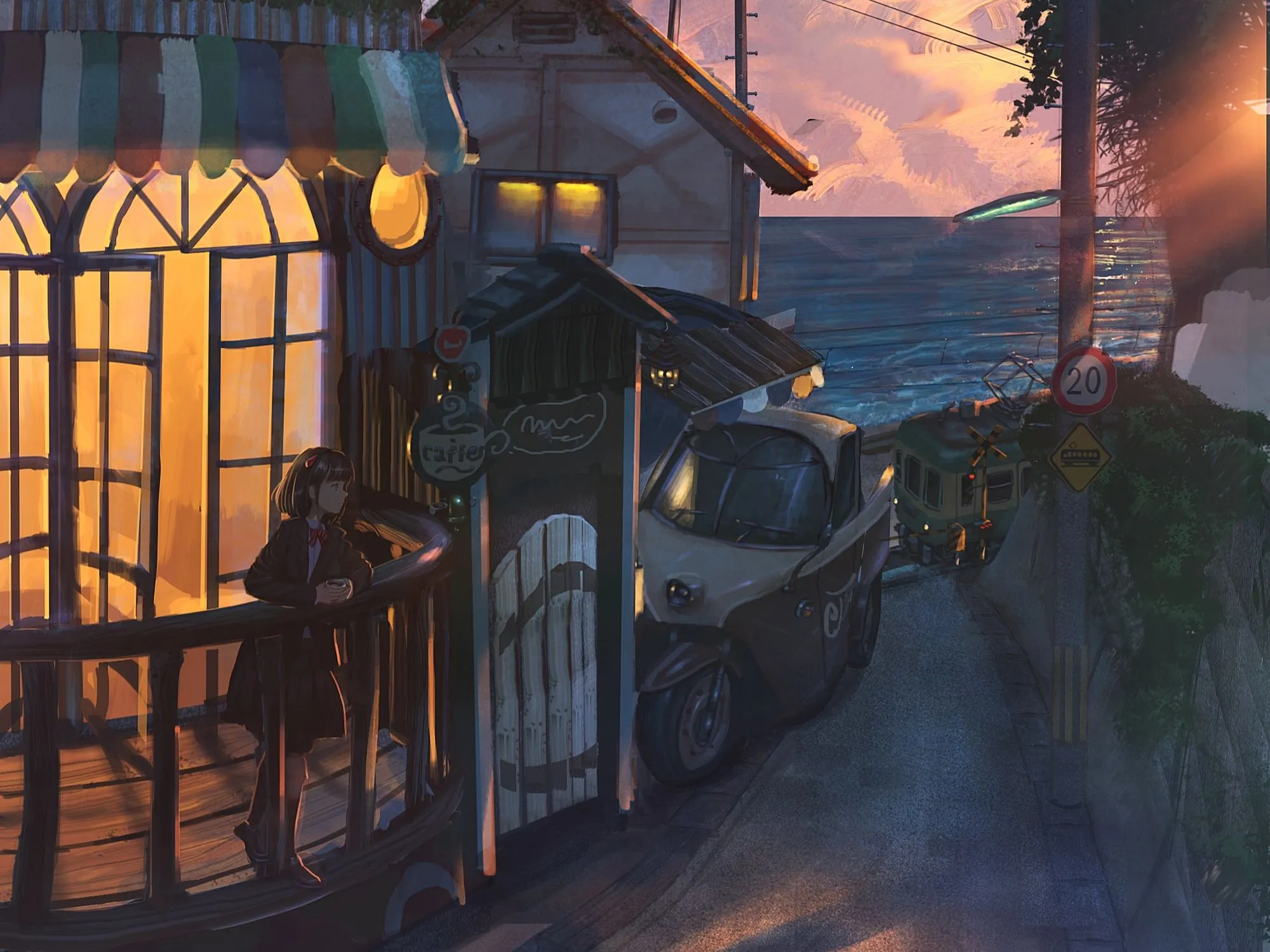 Anime Café Charm: HD Original Cozy Spotx1080