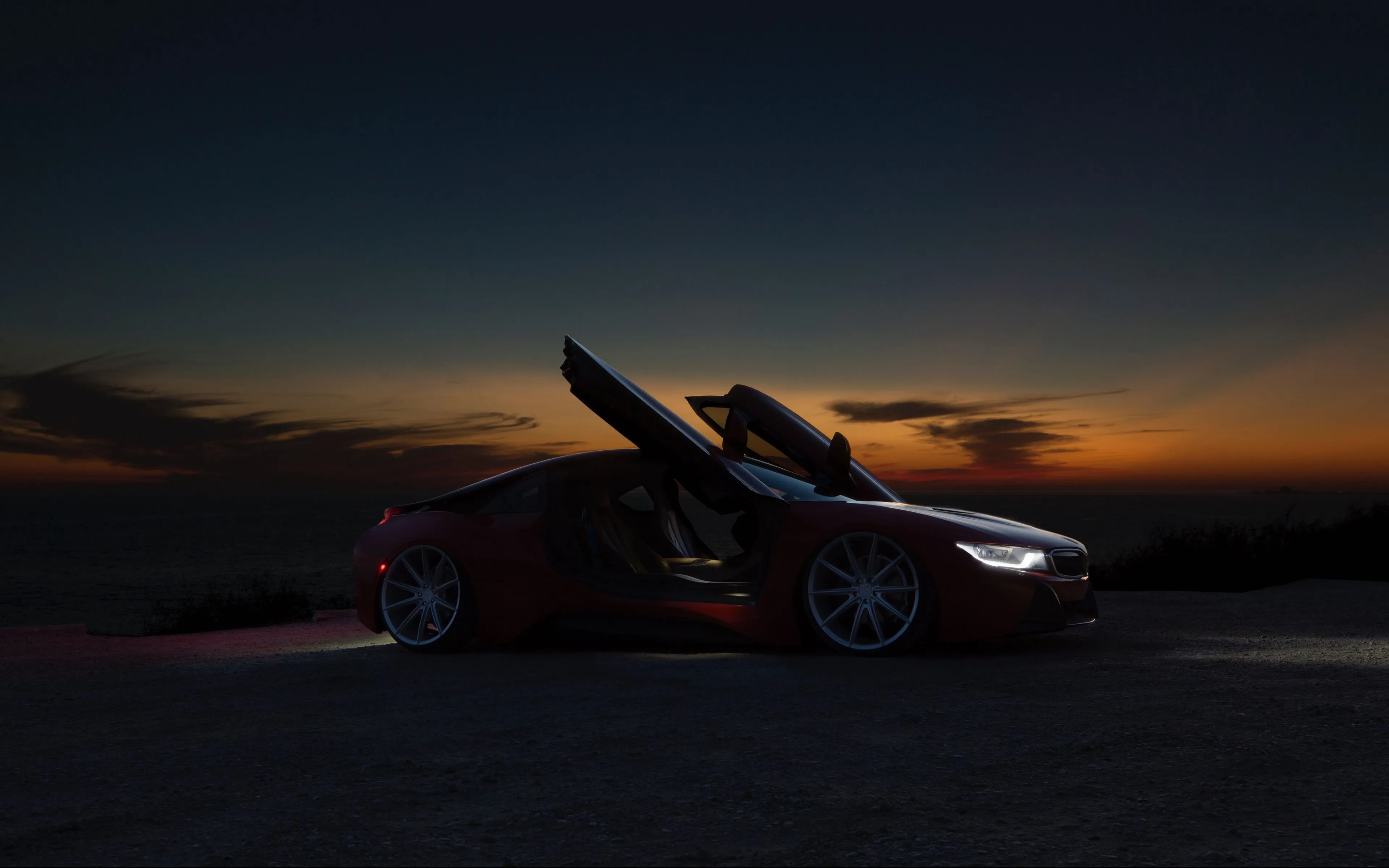 Wallpaper night, red, BMW, BMW i8 for mobile and desktop, section bmw, resolution 3840x2400