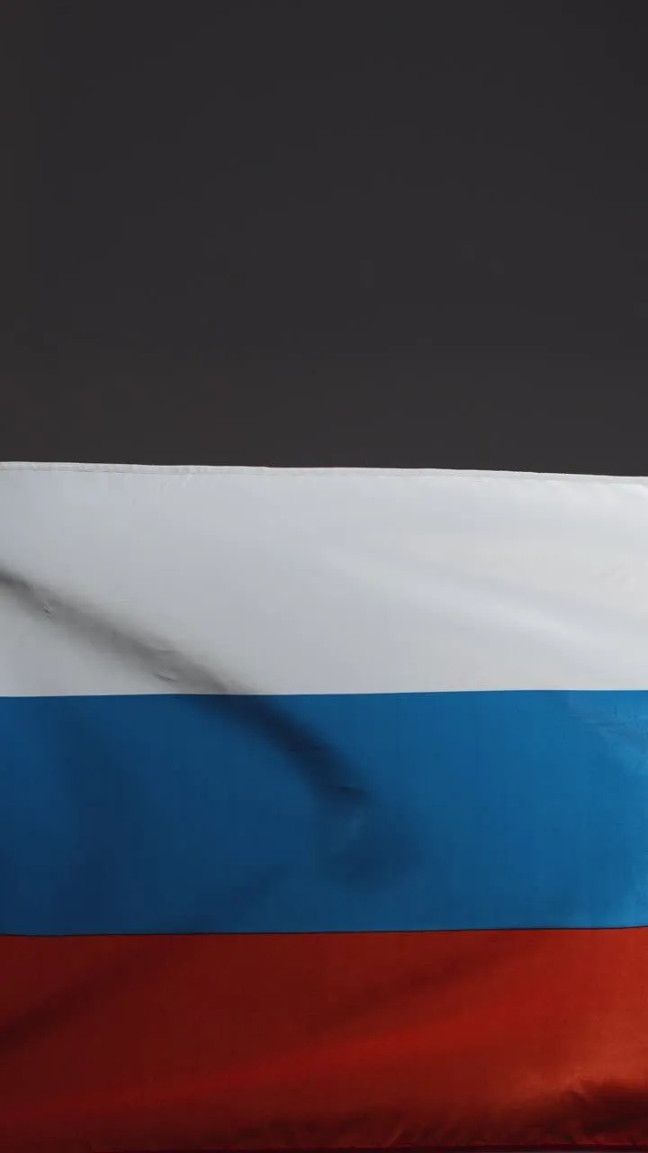 Vertical Shot of Russian Flag with Copy Space. Free Stock Video Footage