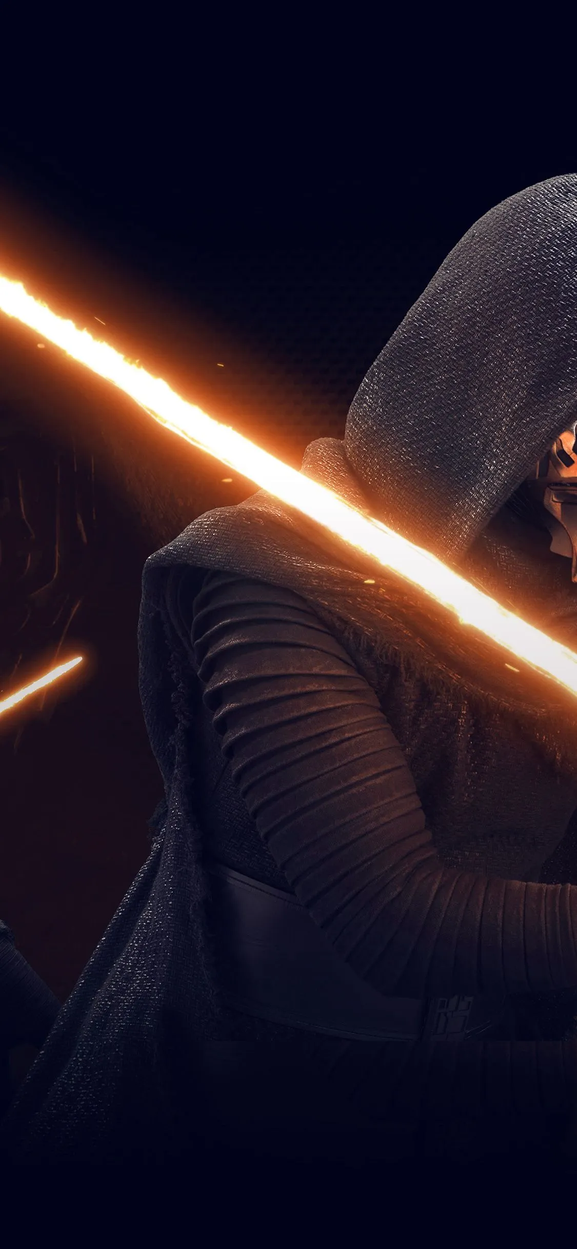 iPhone X wallpaper. starwars kylo ren dark orange lightsaber art illustration