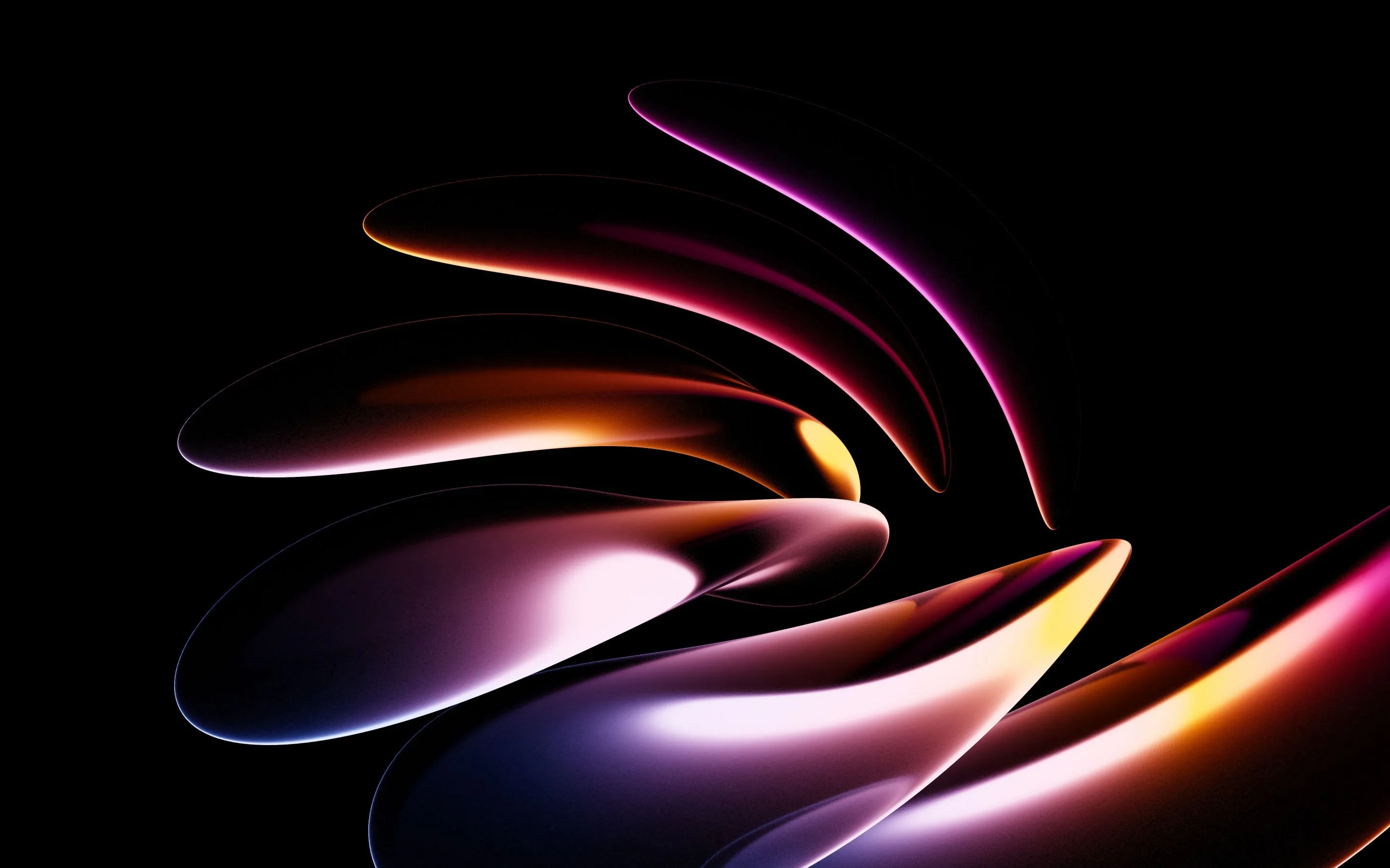 Dark aesthetic Wallpaper 4K, 3D Render, Neon glow, Fluidic