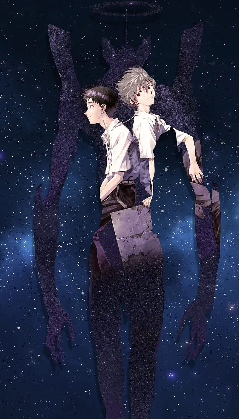 Kaworu y Shinji, evangelion, kawoshin, 3.0 1.0, thrice upon a time, end, HD phone wallpaper