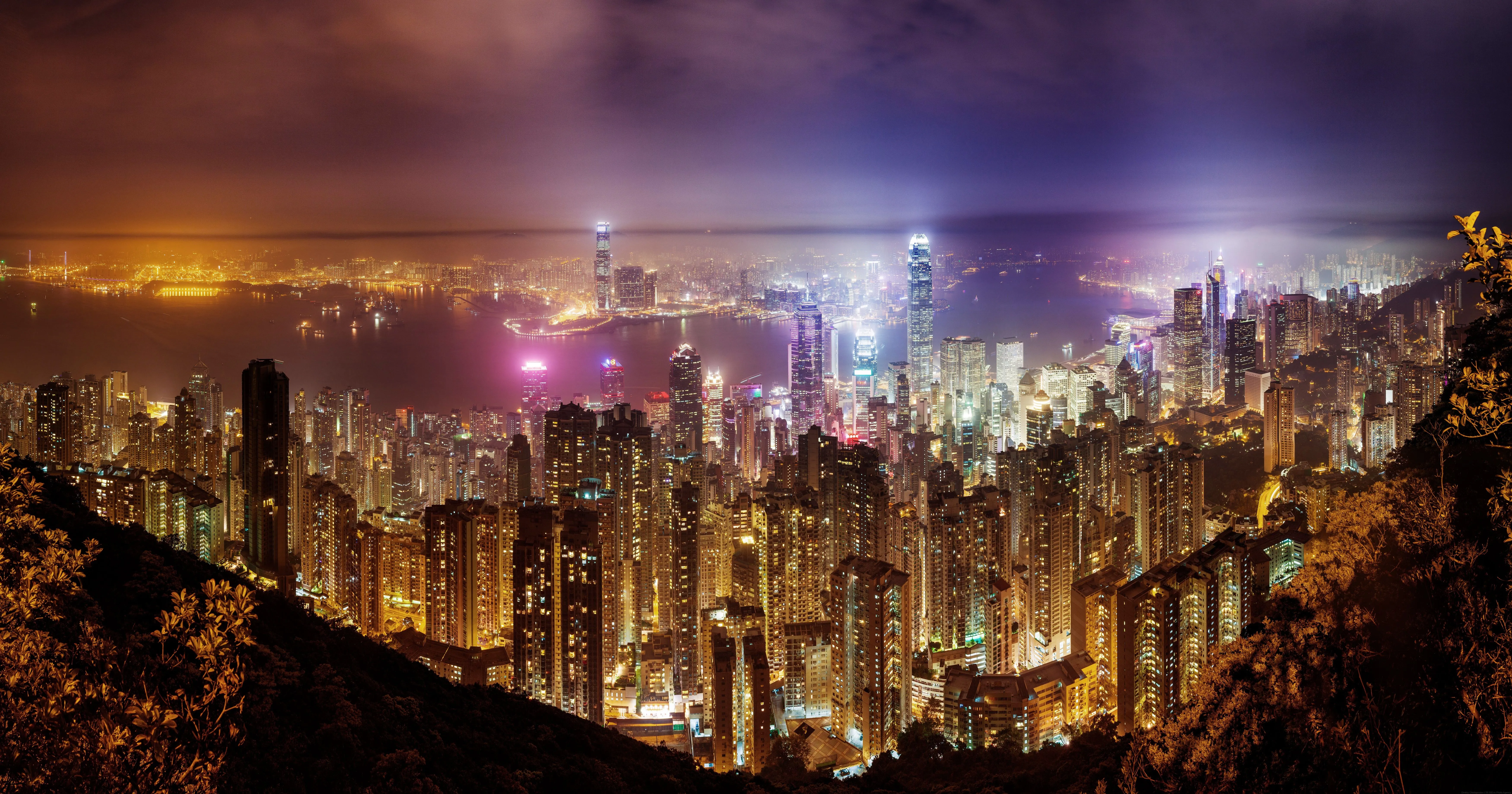 Wallpaper City Lights Turned on During Night Time, Background Free Image