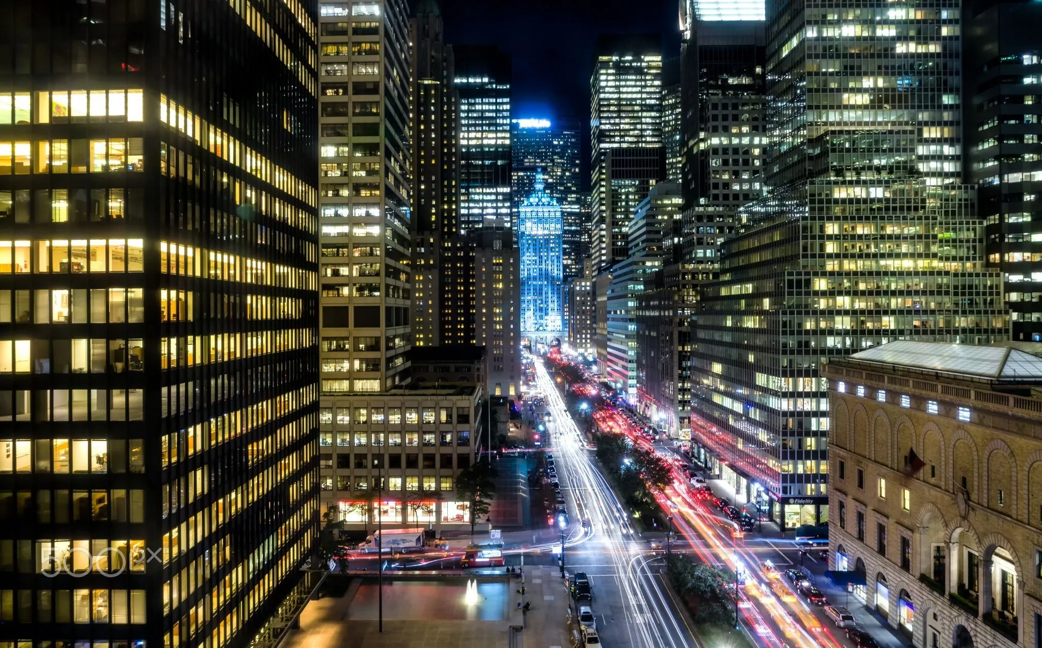 Desktop wallpaper: Street, Man Made, New York, Building, City, Light, Night, Skyscraper, Time Lapse, Usa, Cities 4K free download for PC. 394641