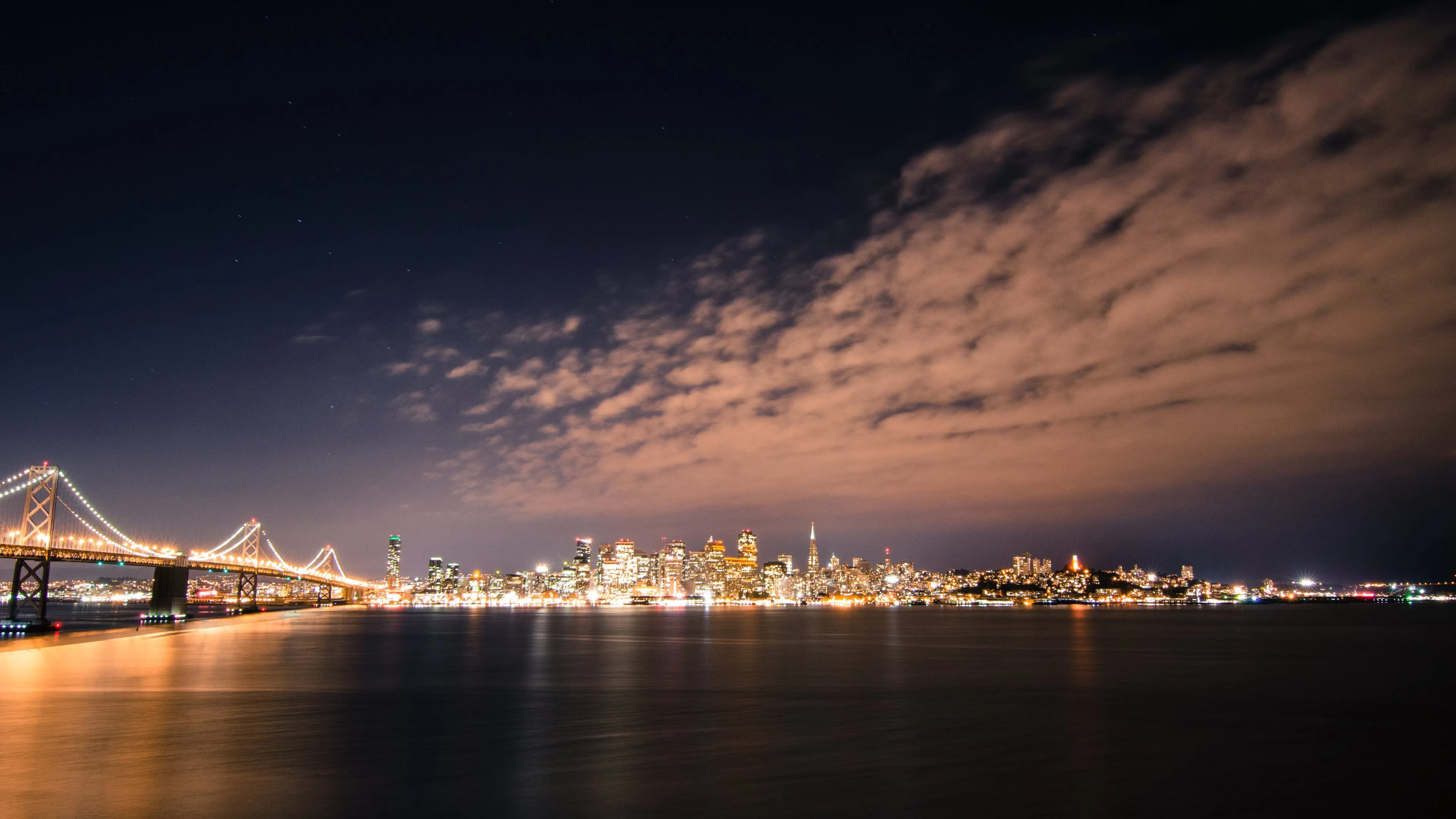 Wallpaper City Lights Turned on During Night Time, Background Free Image