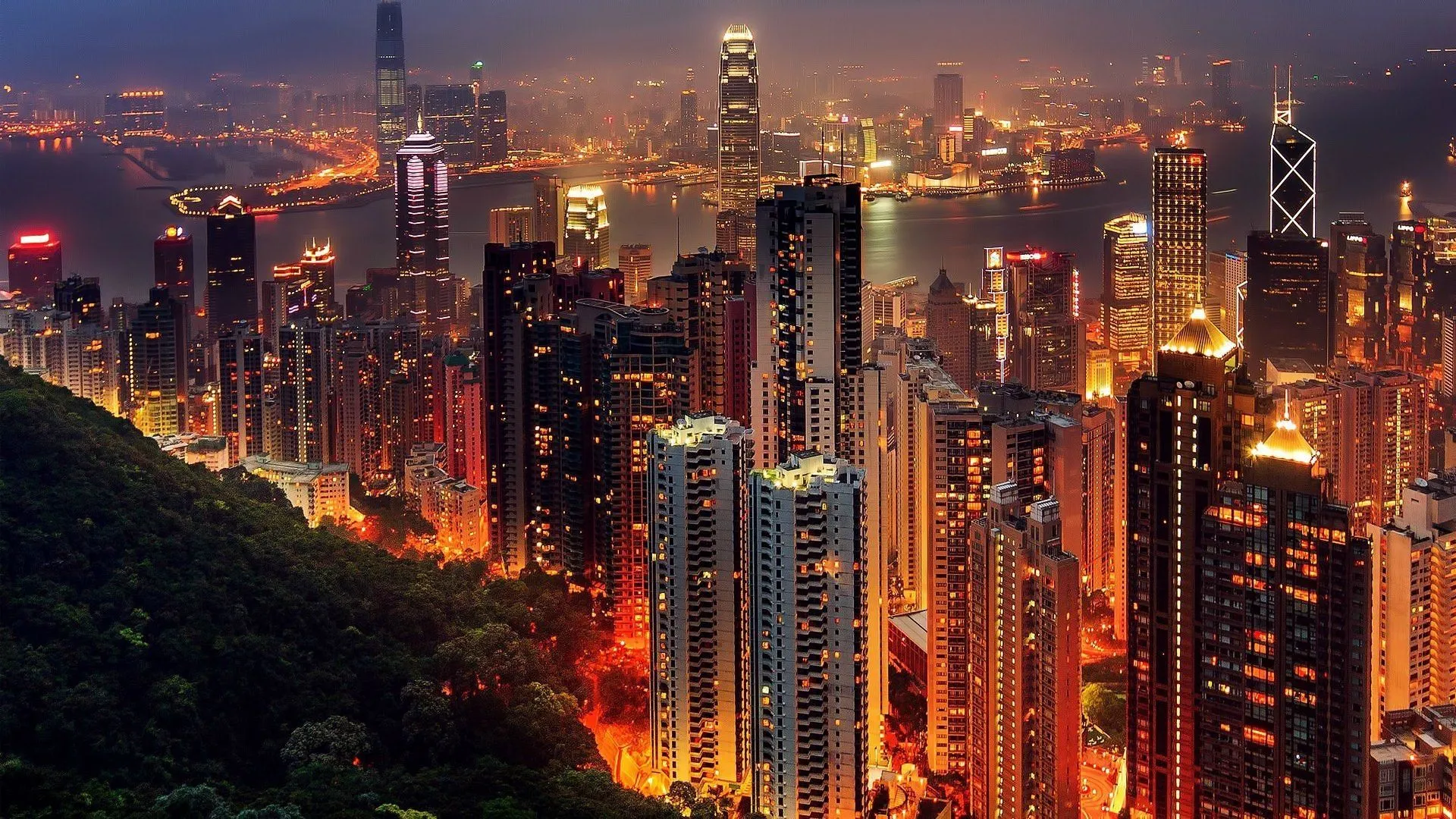cityscape, Hong Kong, Night, City, Lights, China, Skyscraper Wallpaper HD / Desktop and Mobile Background