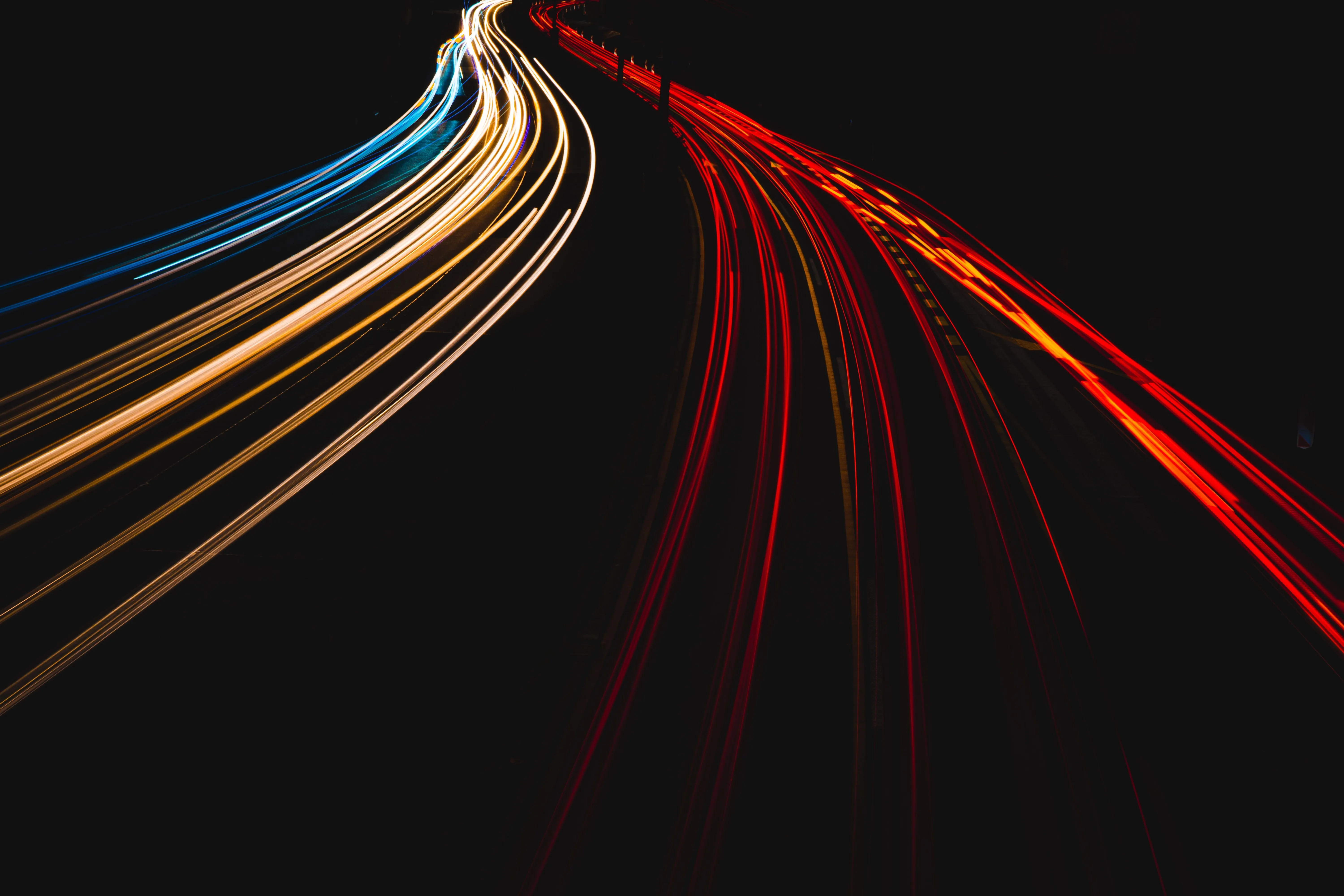 Desktop wallpaper: Dark, Long Exposure, Glow, Road, Neon 4K free download for PC. 117073