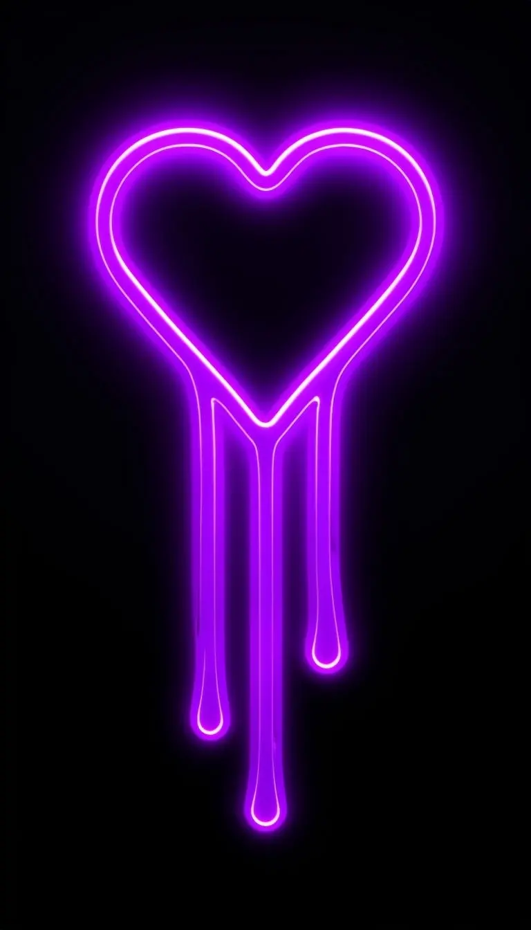 Vibrant Purple Heart Neon Light Illustration for Mobile Wallpaper