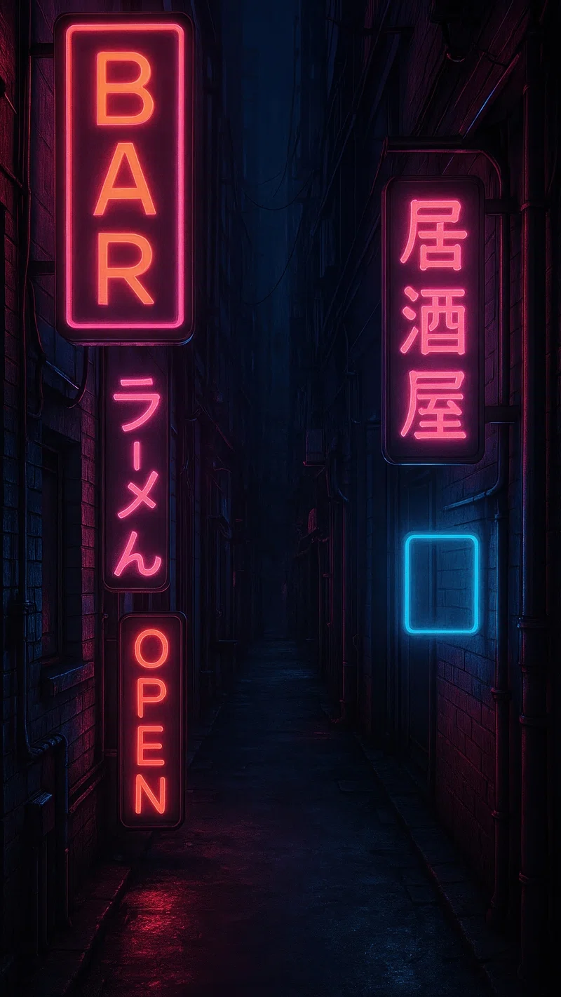 Neon sign dark bricks mobile. Free Photo Illustration