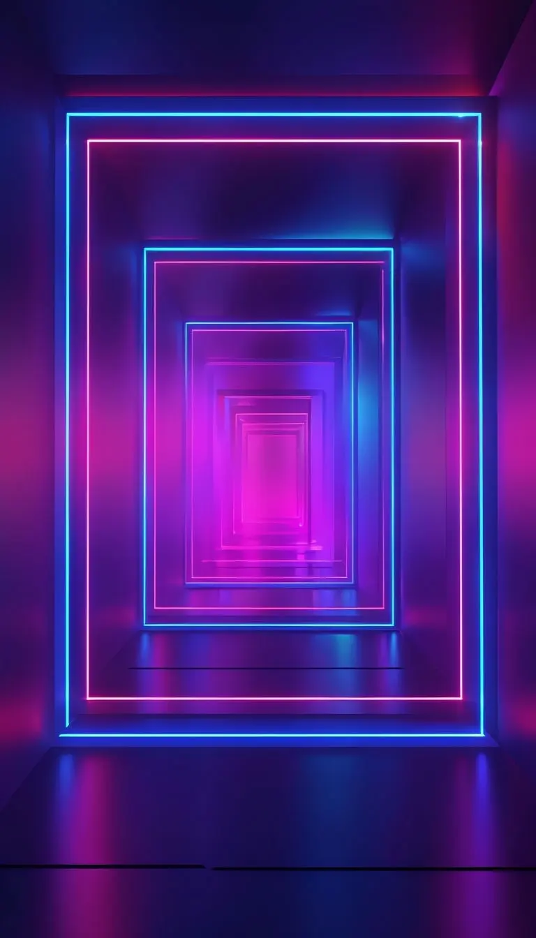 Neon Purple Urban Alleyway with Graffiti and Sign Art Mobile Wallpaper