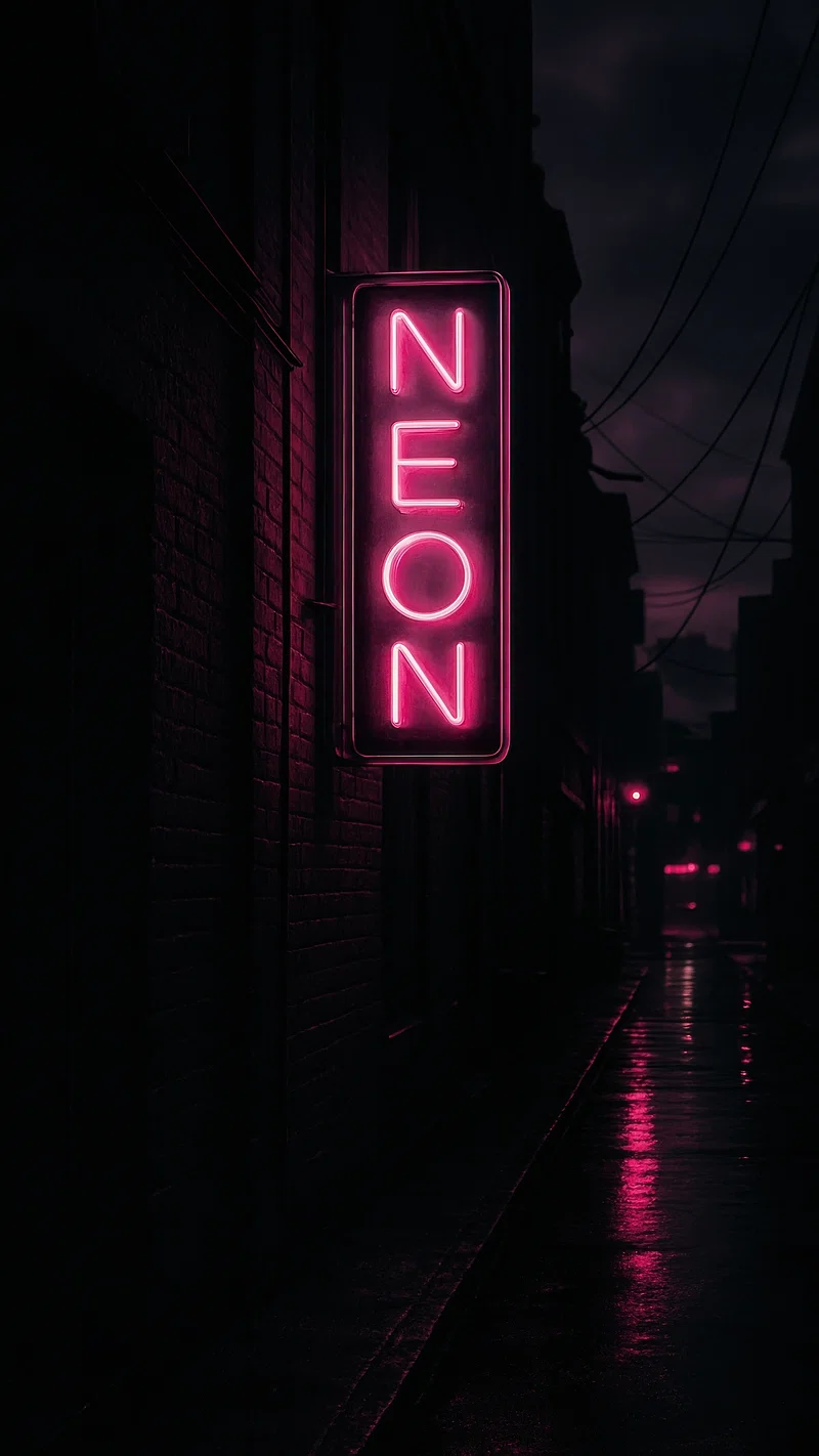 Neon sign dark bricks mobile. Free Photo Illustration