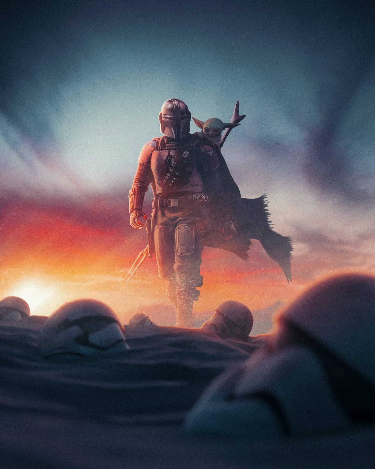 Mandalorian And Baby Yoda Wallpaper