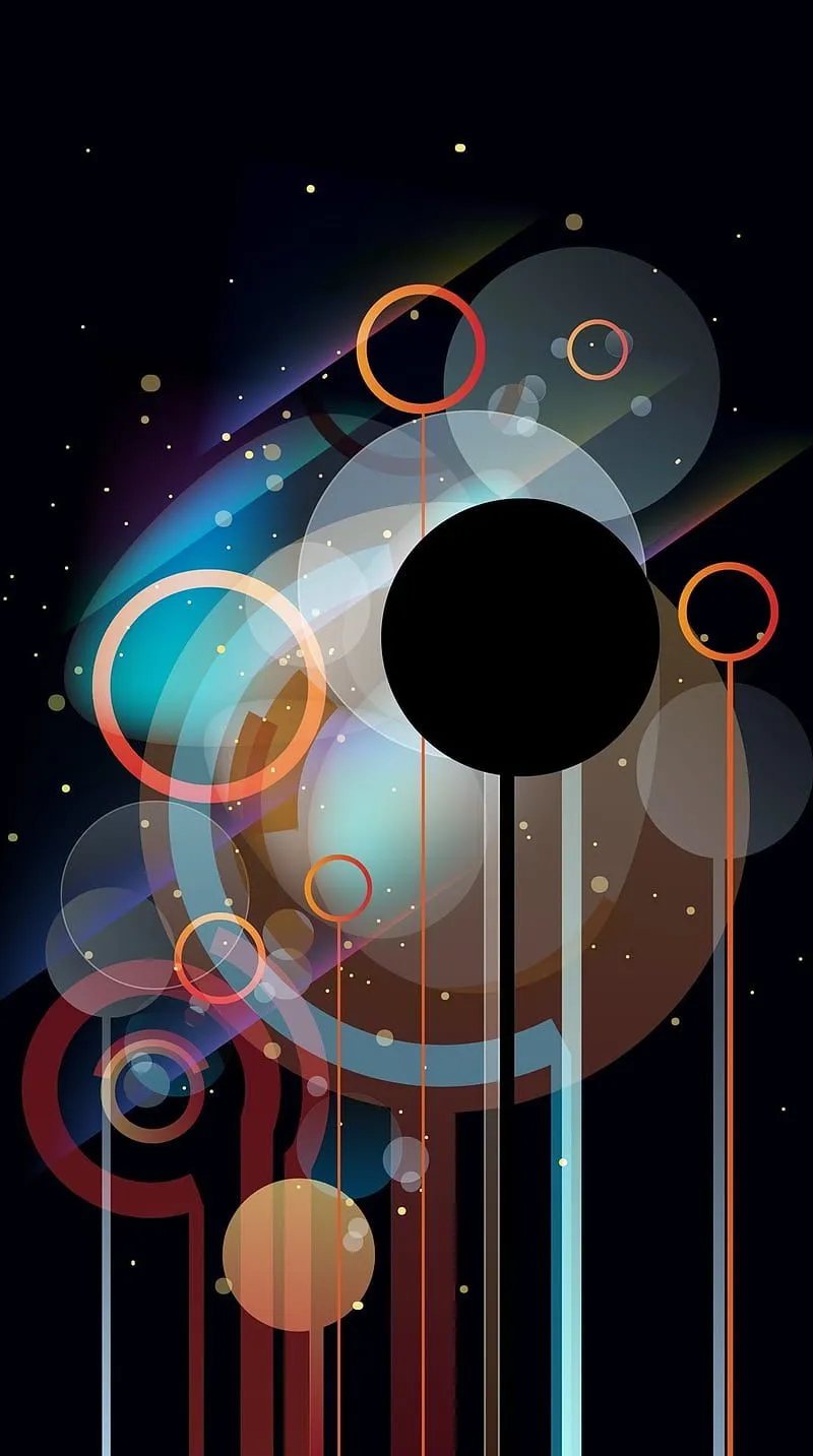 Circles, abstract, art, black, dark, HD phone wallpaper