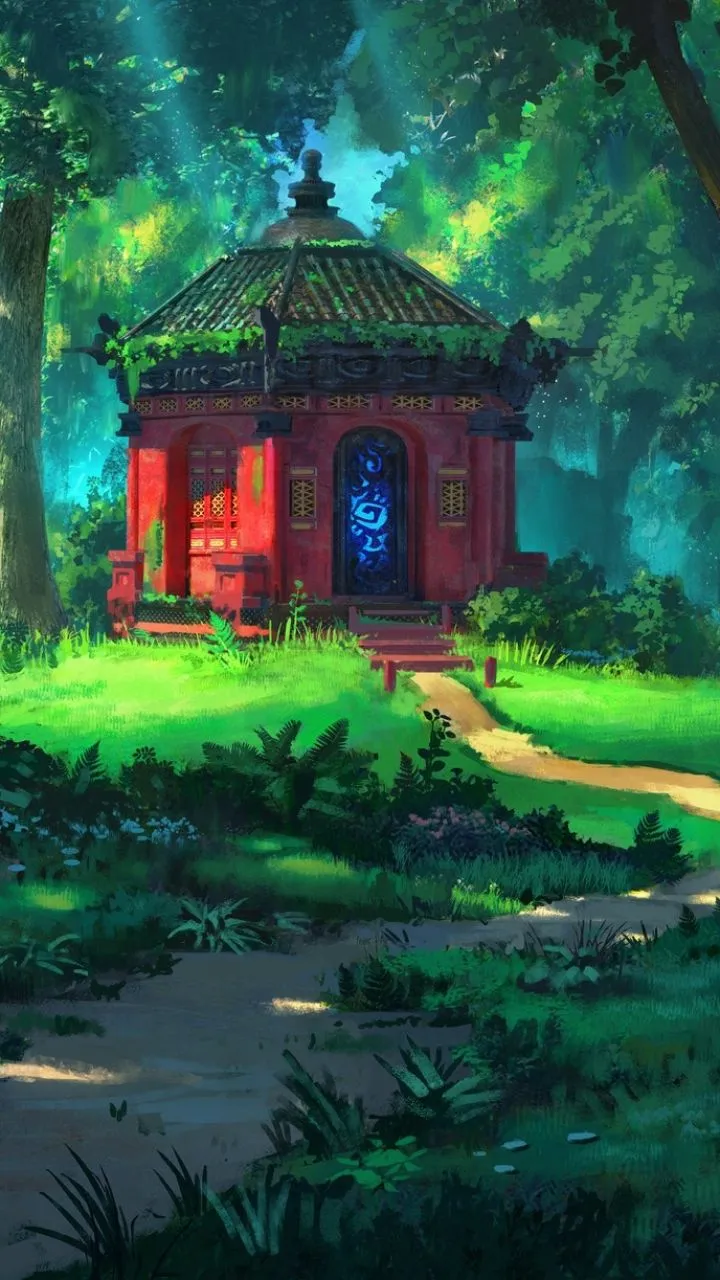 Phone wallpaper: Fantasy, Forest, Path, Tree, Building, Oriental 1290390