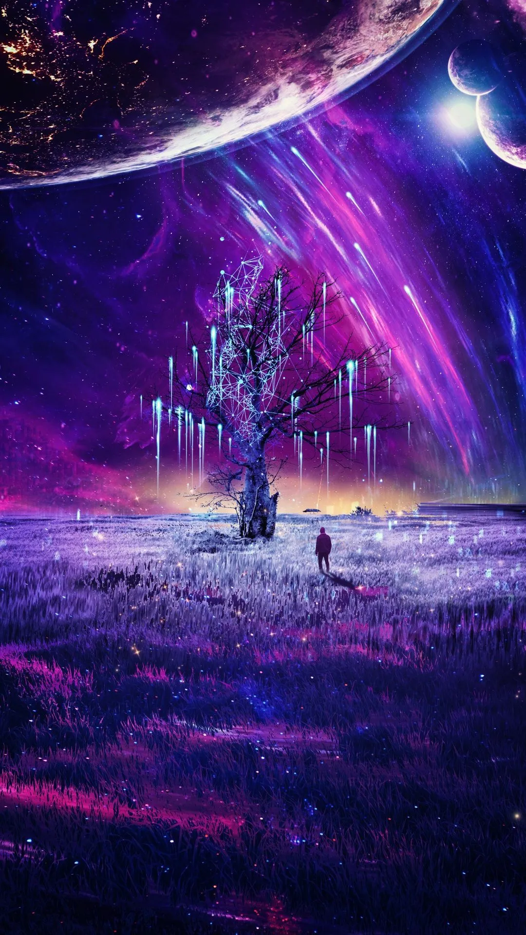 Mystic Wallpaper 4K, Surreal, Dream, Tree, Planets