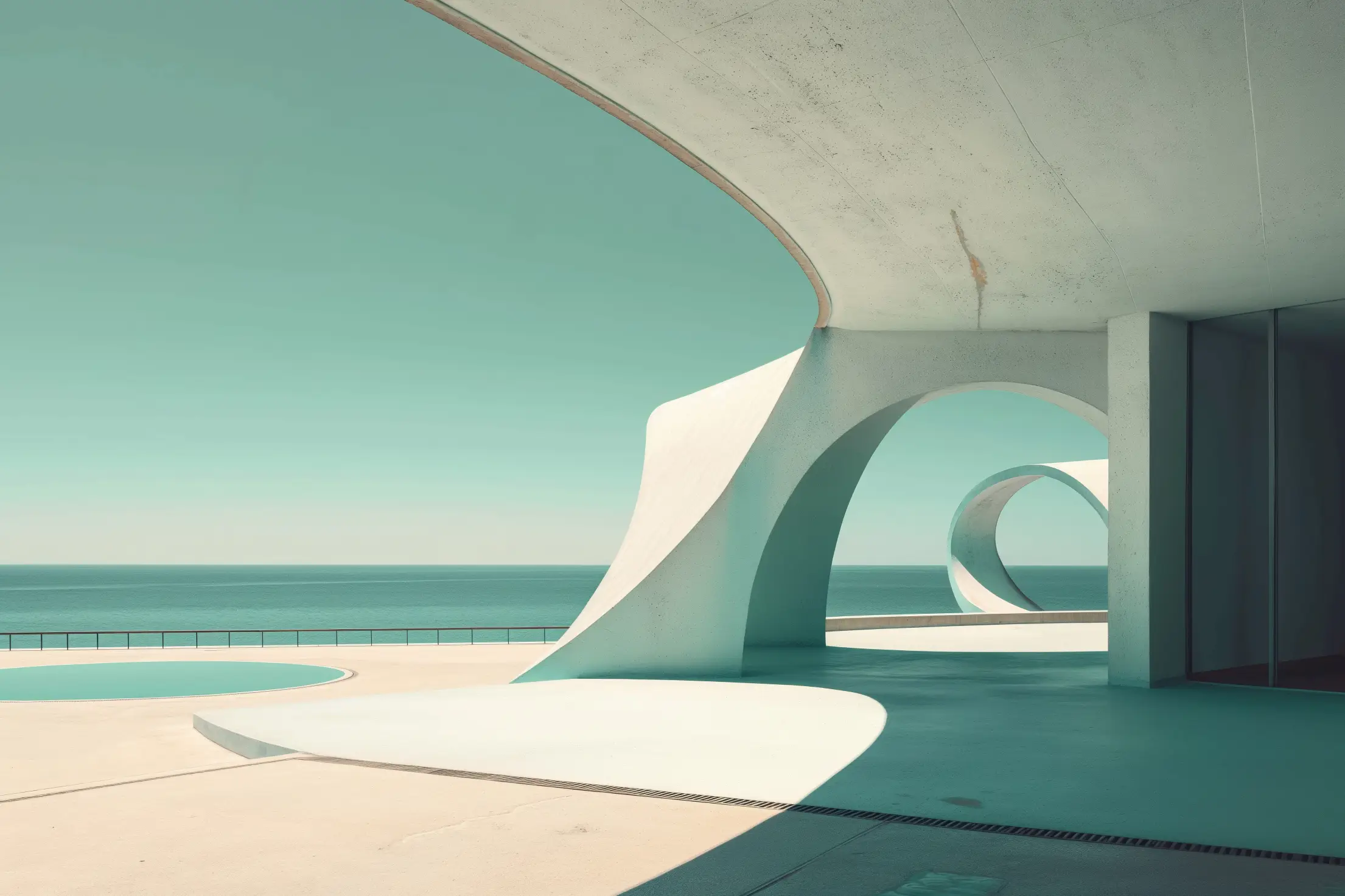 Retro Brutalist Architecture Work on the Beach. Free Architecture Image