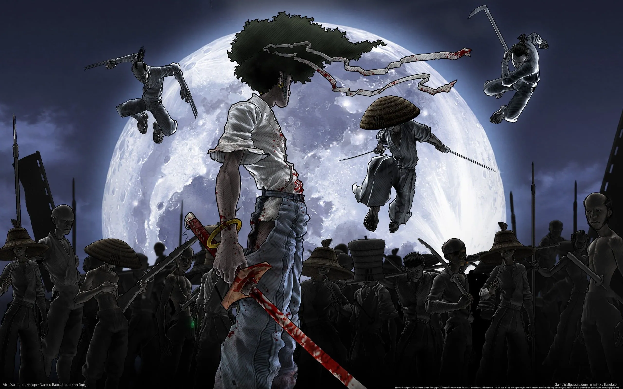 Male holding sword anime character digital wallpaper, anime, Afro Samurai HD wallpaper