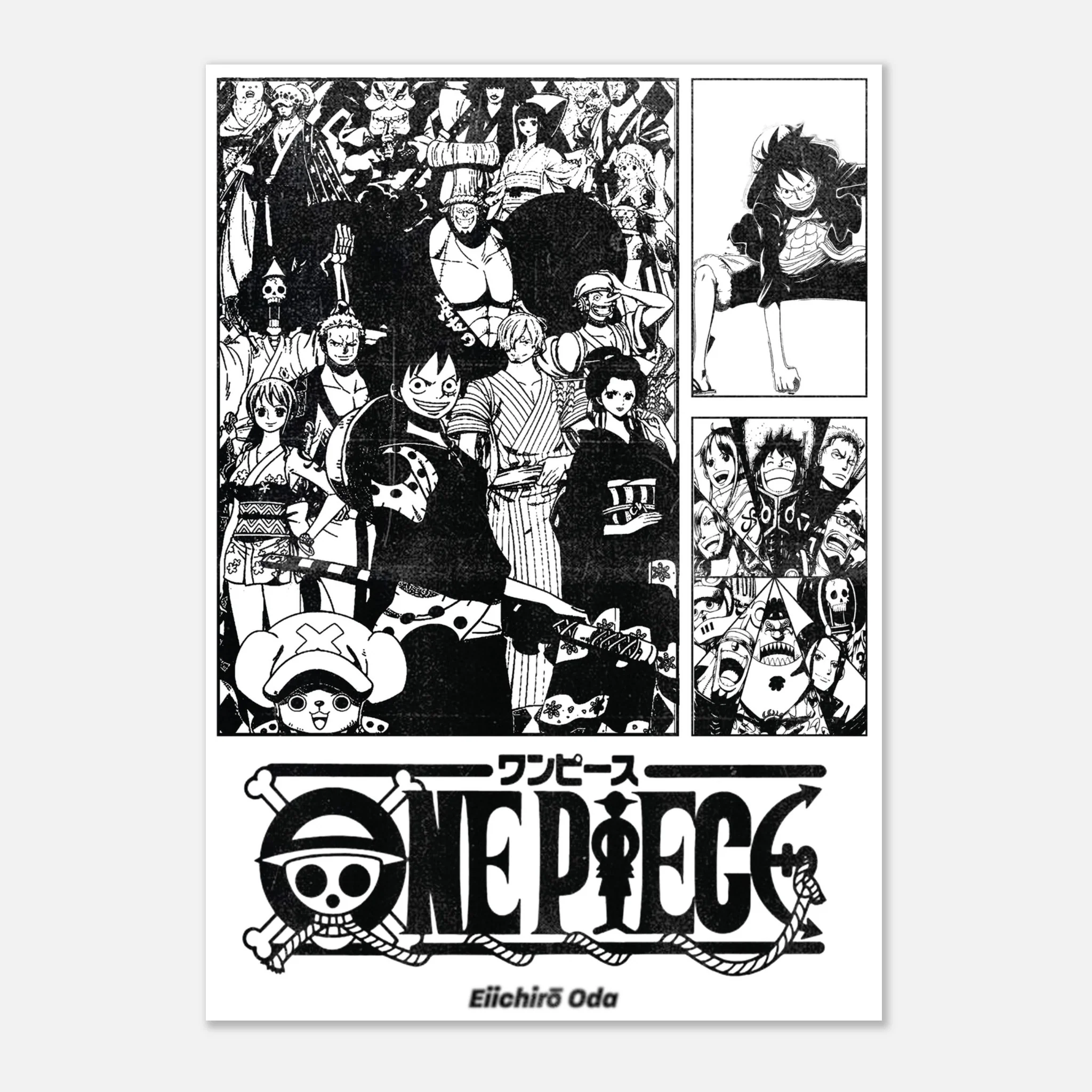 One Piece Manga Collage Poster Black & White