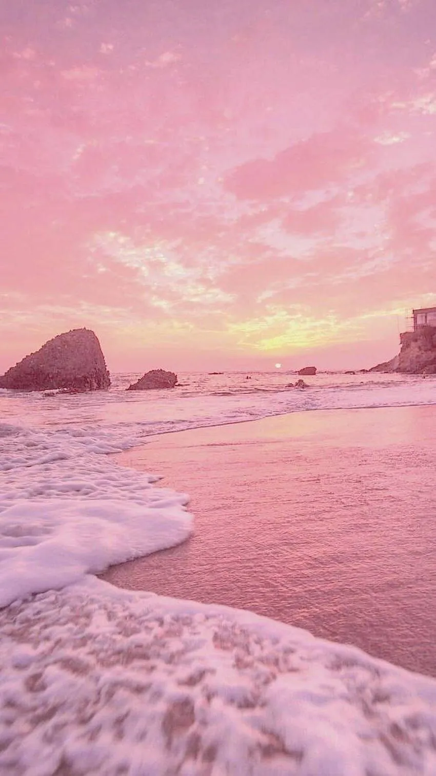 Aesthetic Pink Beach Background, preppy aesthetic beach HD phone wallpaper