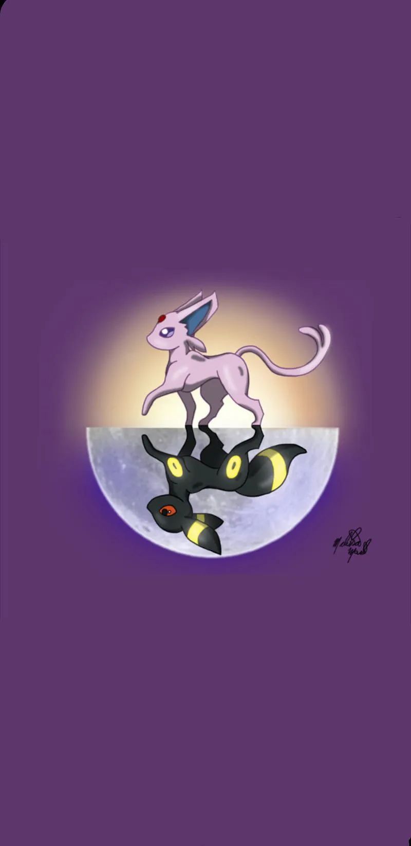 Espeon and Umbreon, artwork, eevolutions, espeon, umbreon, HD phone wallpaper