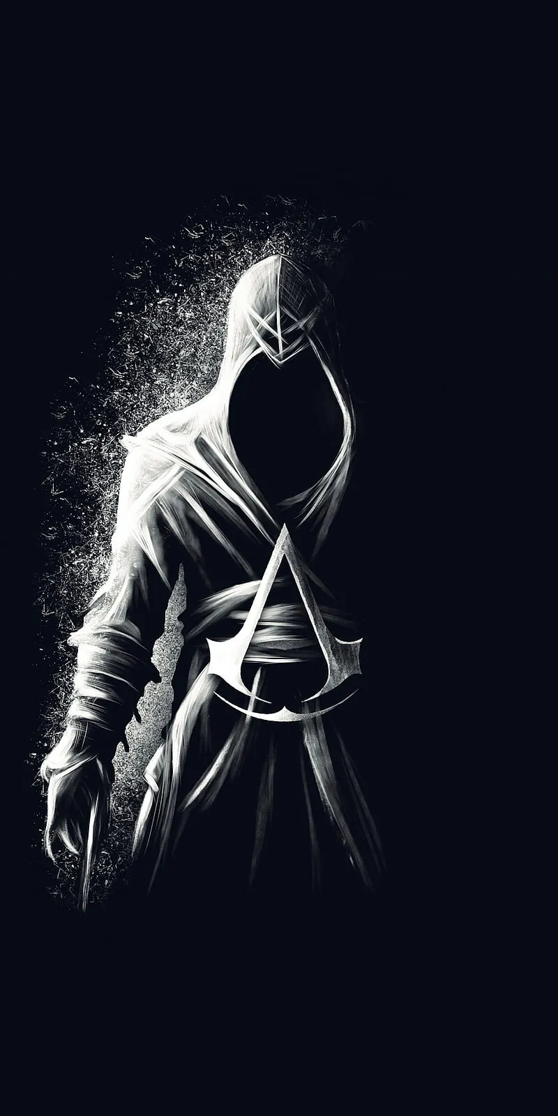 Assassin creed, black, bnw, white, HD phone wallpaper