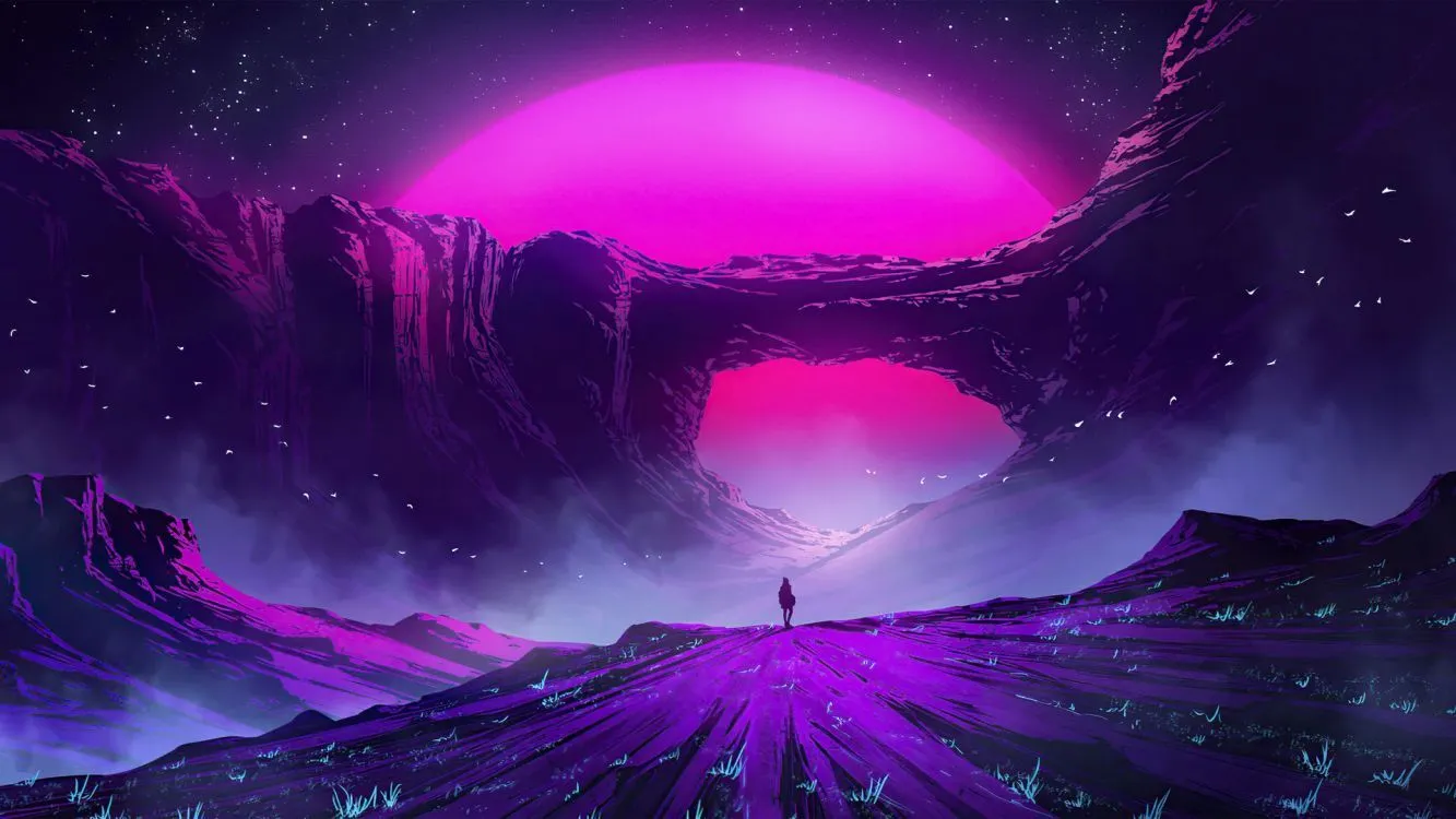 Wallpaper Purple, Atmosphere, Light, Nature, Black, Background Free Image