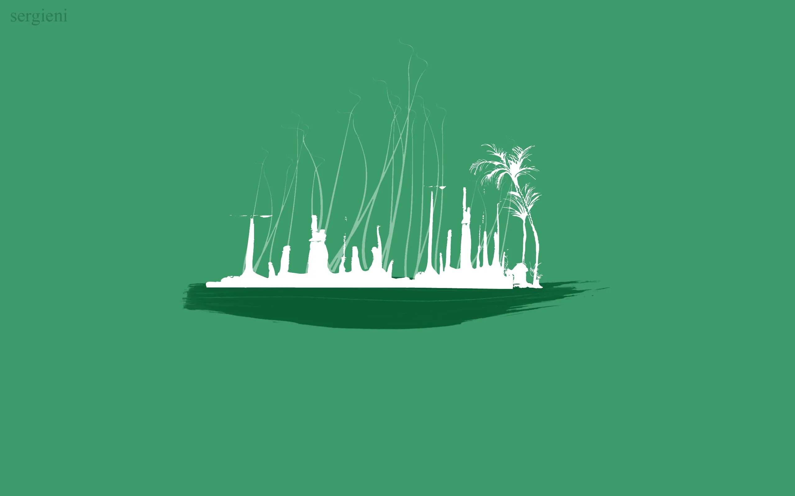 White and green city illustration, minimalism, green HD wallpaper