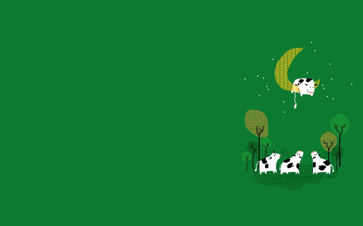 Green background, minimalism, green background, cow HD wallpaper