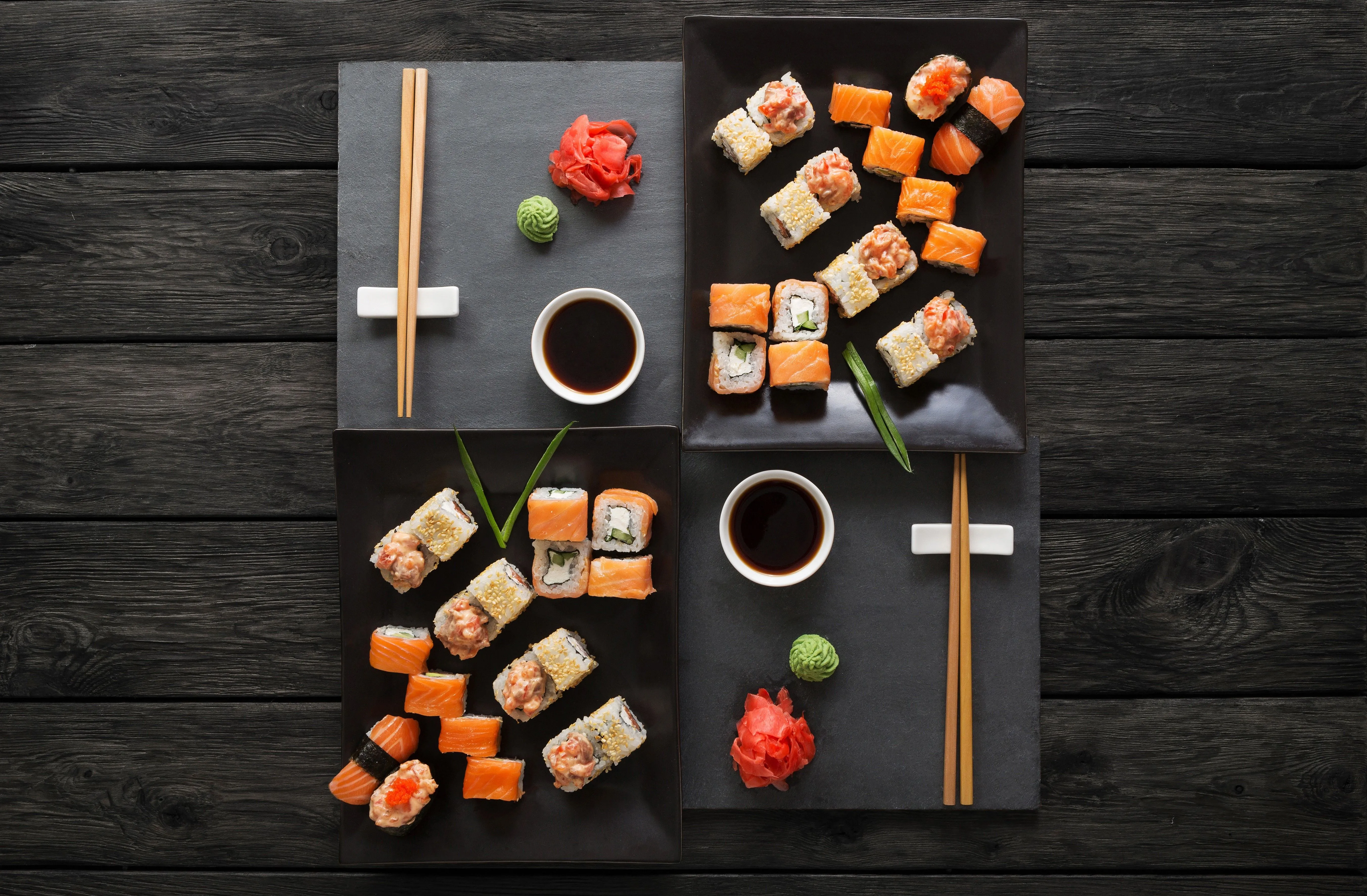 Sushi With Chopsticks And Soy Sauce HD Wallpaper