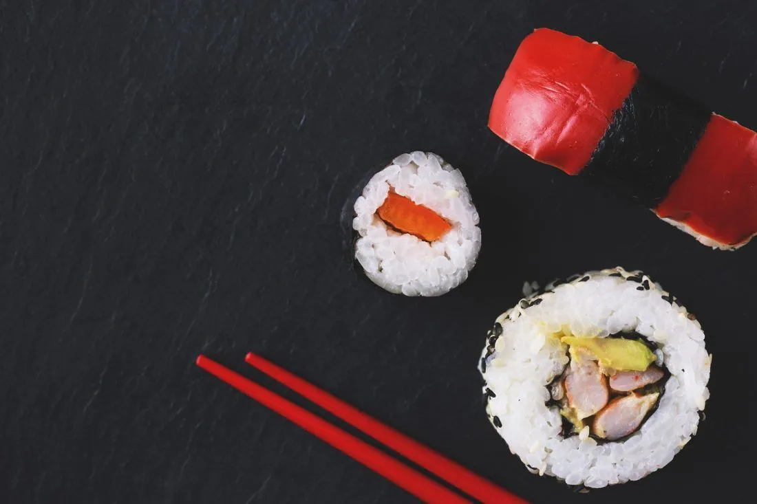 Sushi & Red Chopsticks Royalty Free