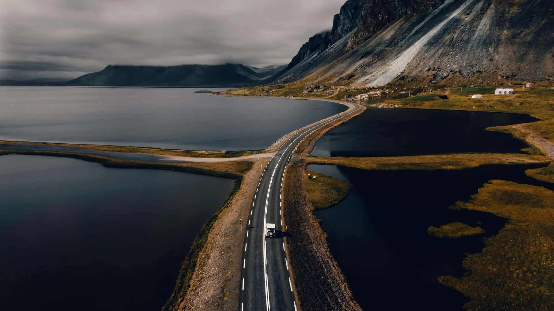 Download Road With Mountain In Iceland Desktop Wallpaper