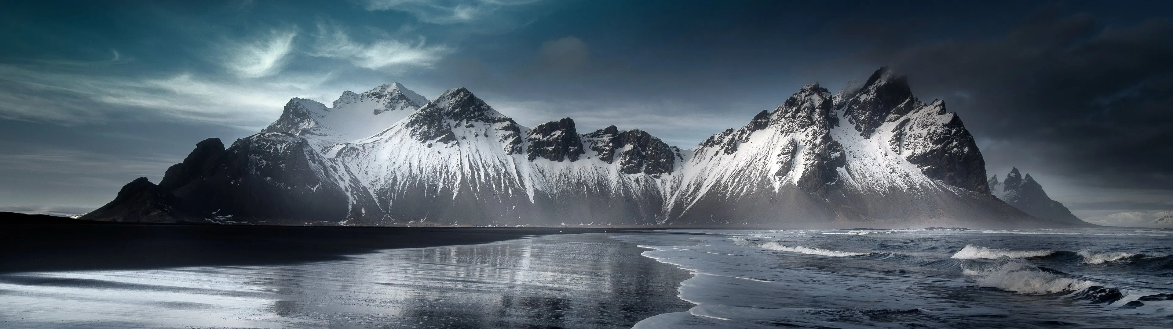 Vestrahorn mountain Wallpaper 4K, Stokksnes, Beach, Icelandic coast