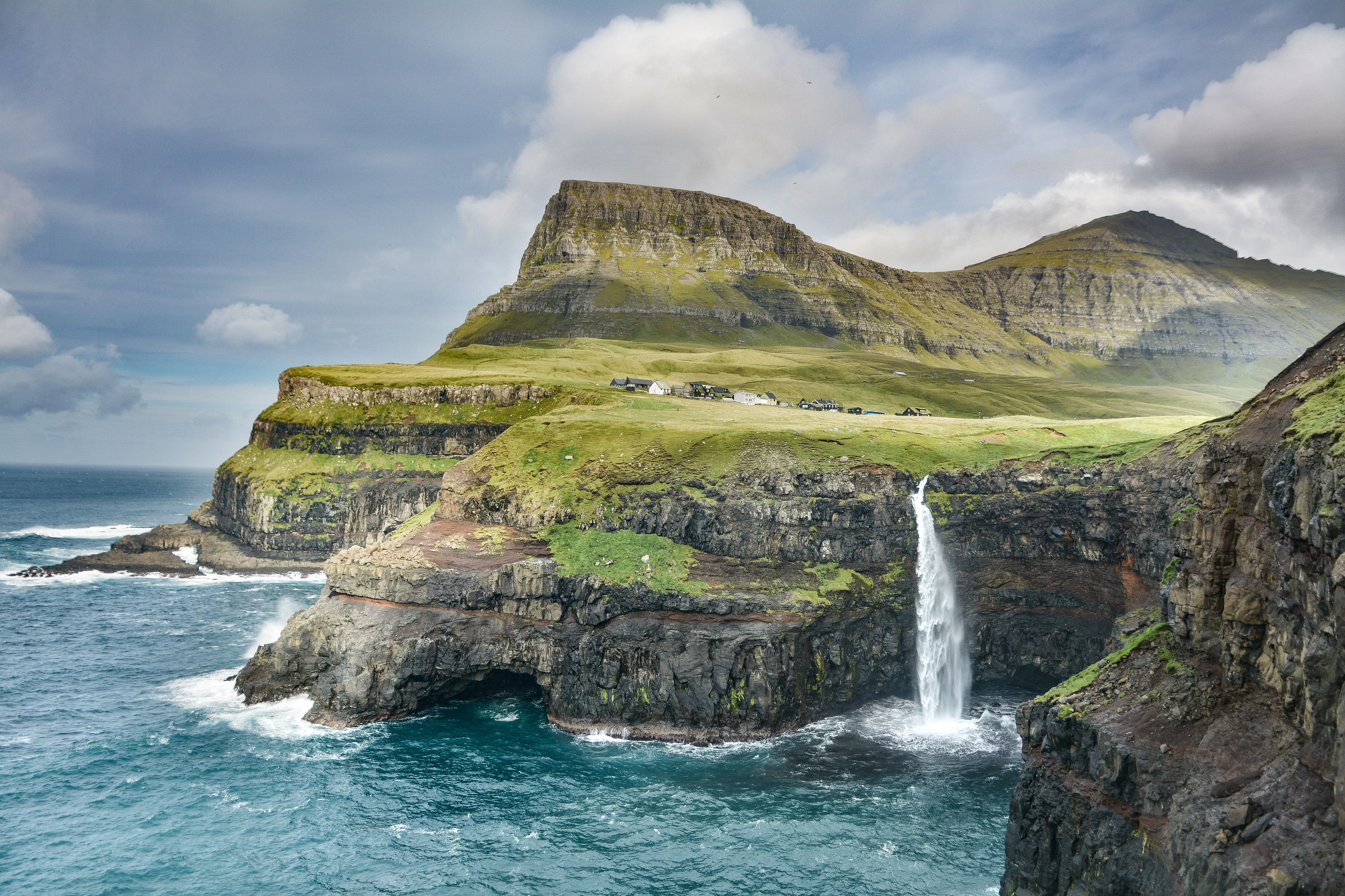Wallpaper Mlafossur Waterfall, Waterfall, Iceland, Nature, Cliff, Background Free Image