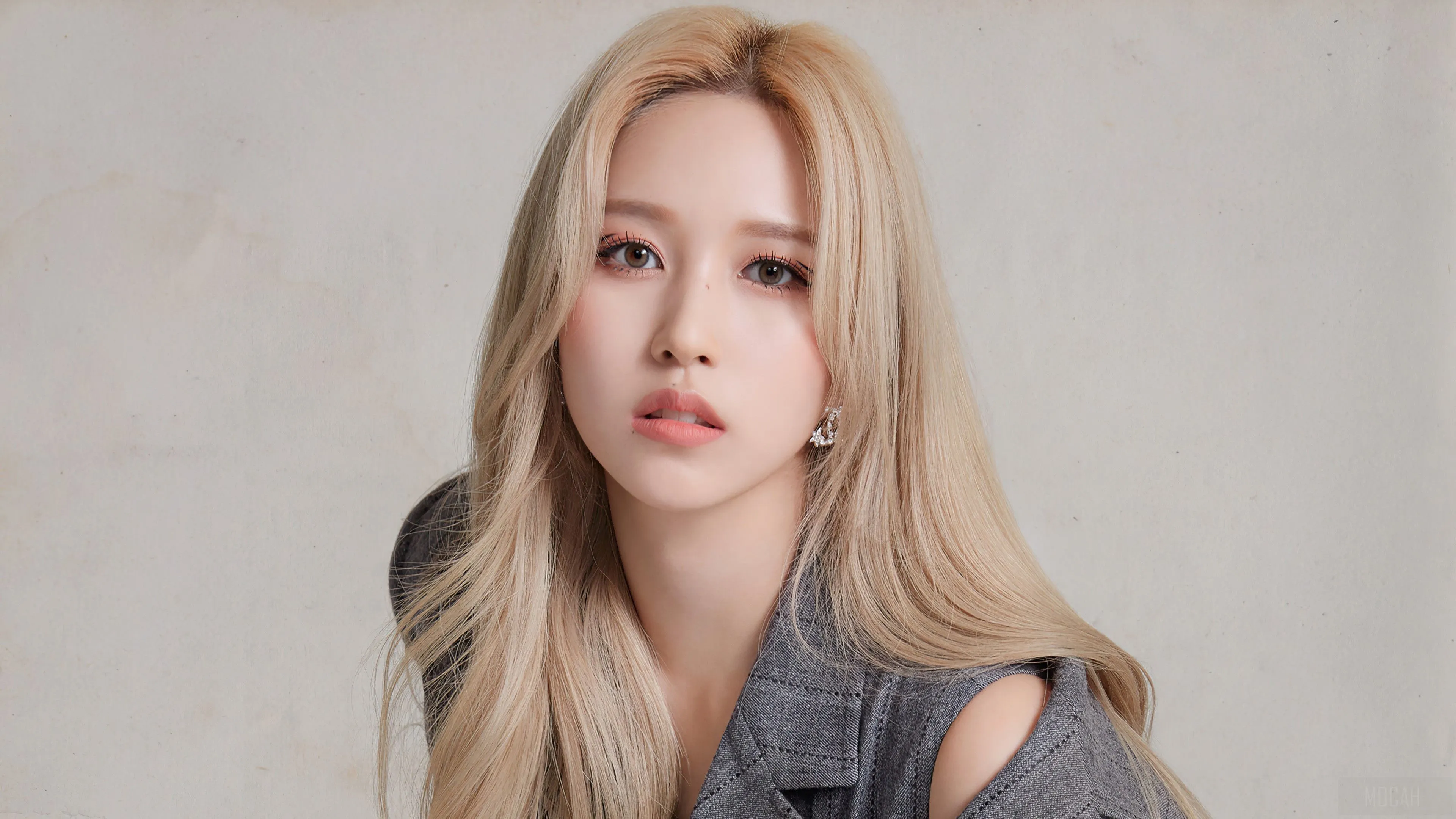 Mina From Twice In Grey Outfit 4K HD Wallpaper