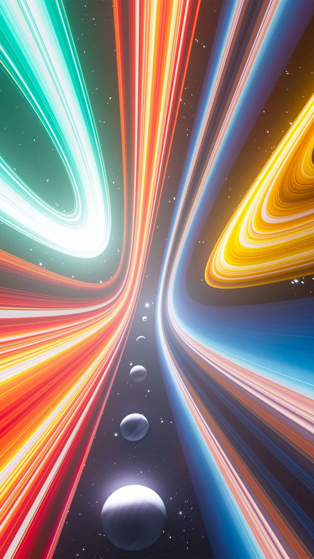 Vibrant Wallpaper 4K, Cosmic scene, Light Streaks