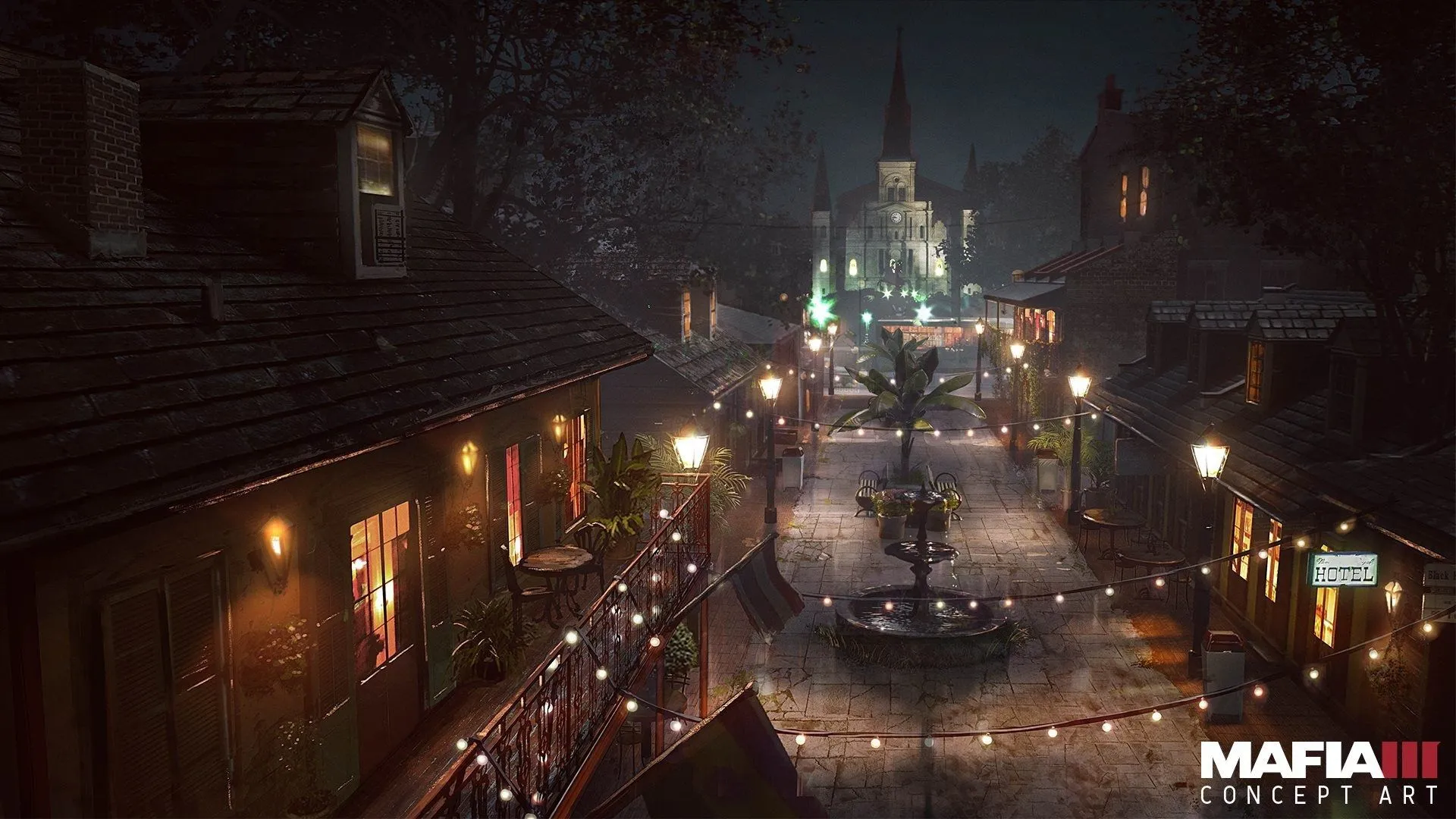 Wallpaper the city, the evening, art, Mafia III for mobile and desktop, section игры, resolution 1920x1080