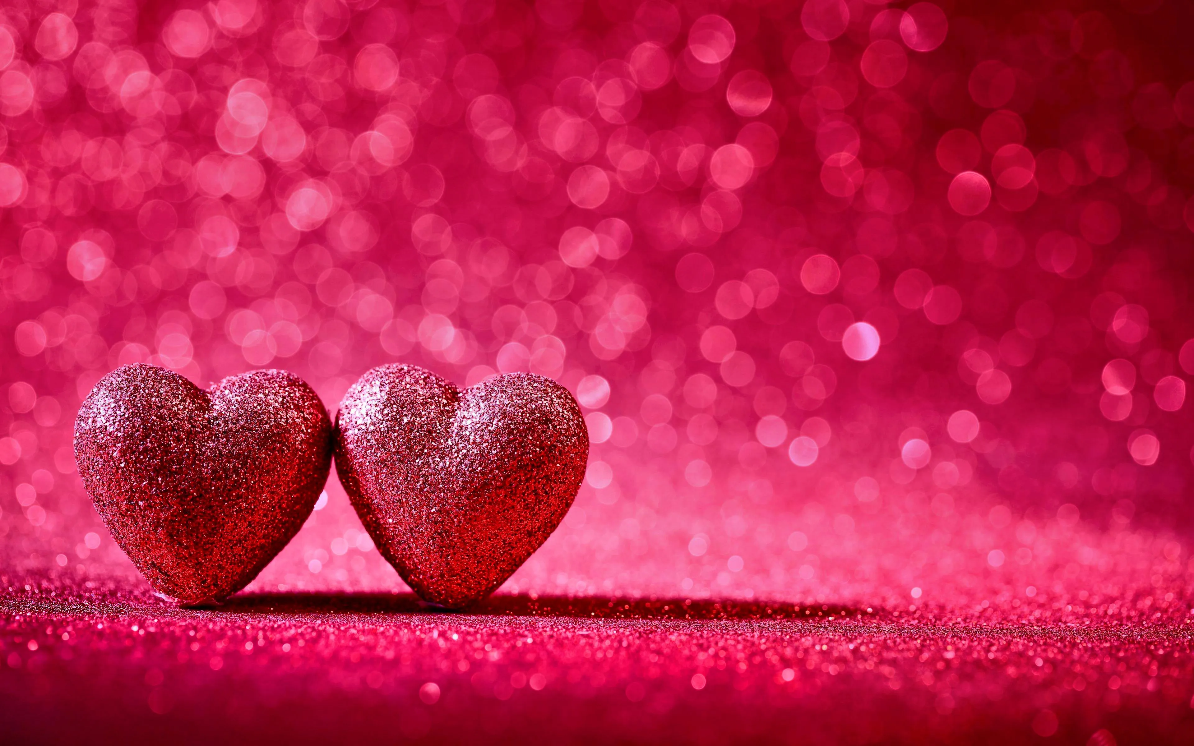 Desktop wallpaper: Valentine's Day, Bokeh, Holiday, Glitter, Heart, Pink 4K free download for PC. 821074