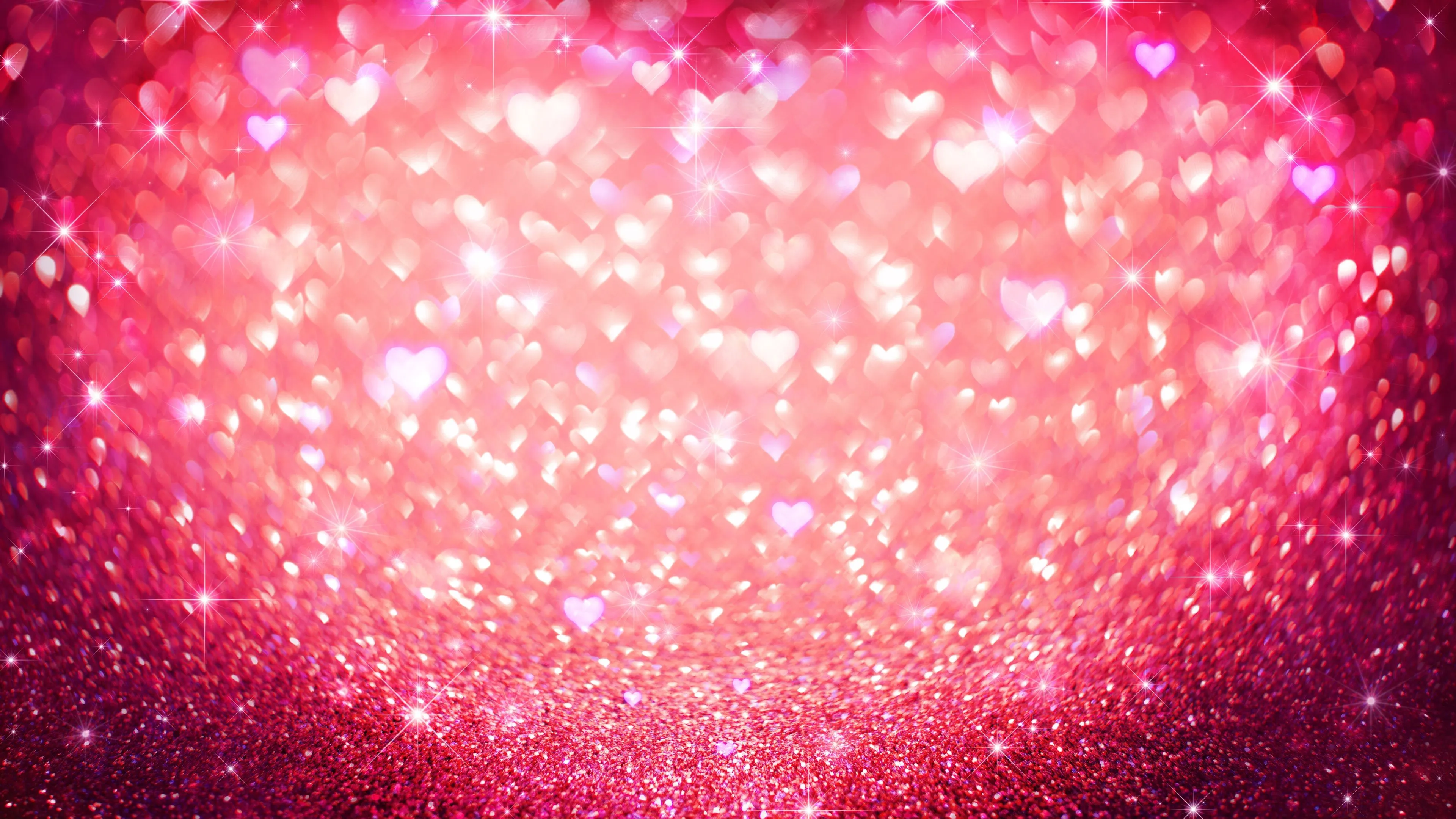 Wallpaper Pink love heart, shine, glitter 3840x2160 UHD 4K Picture, Image