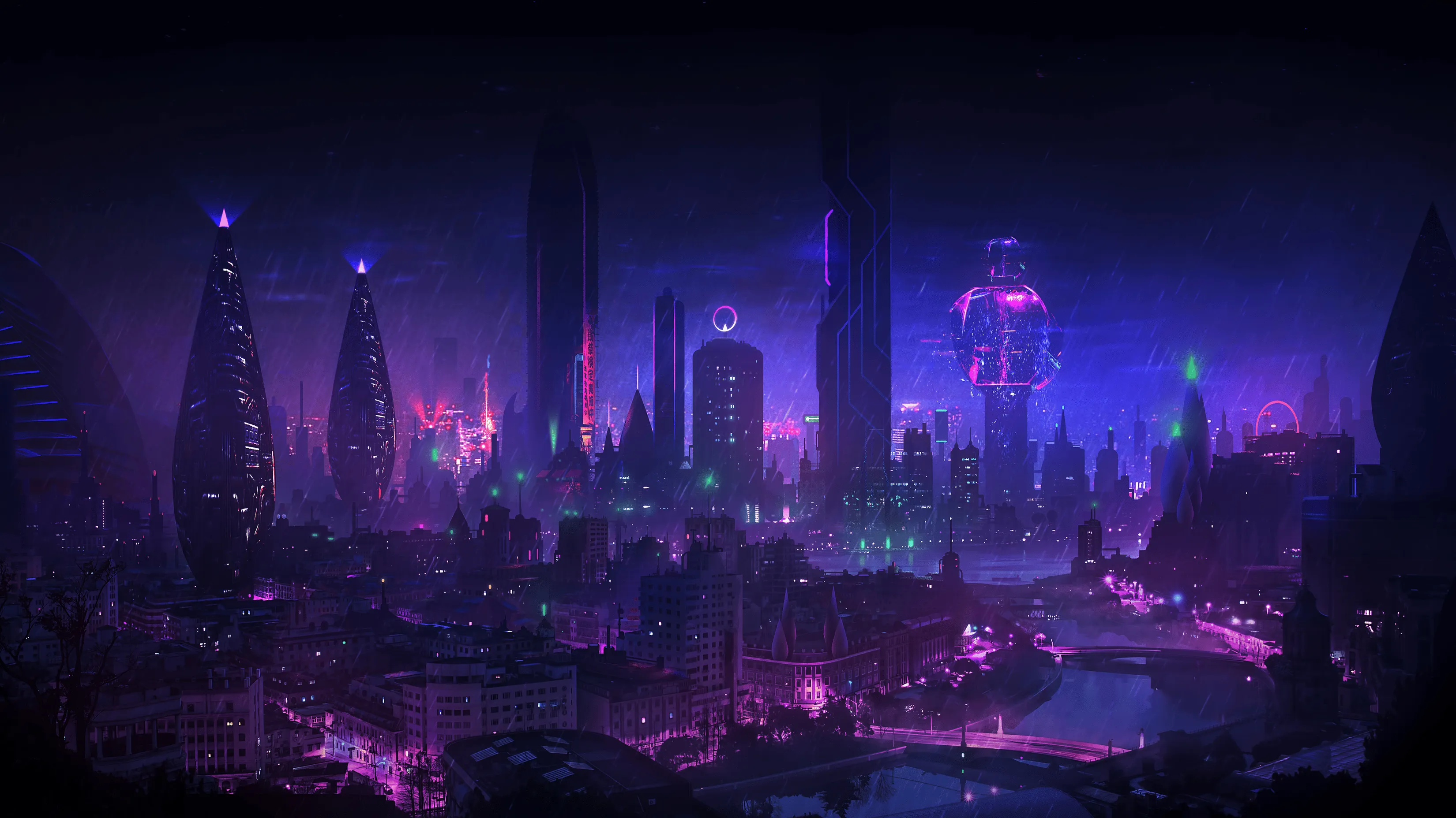 Free HD Cityscape Rain Wallpaper