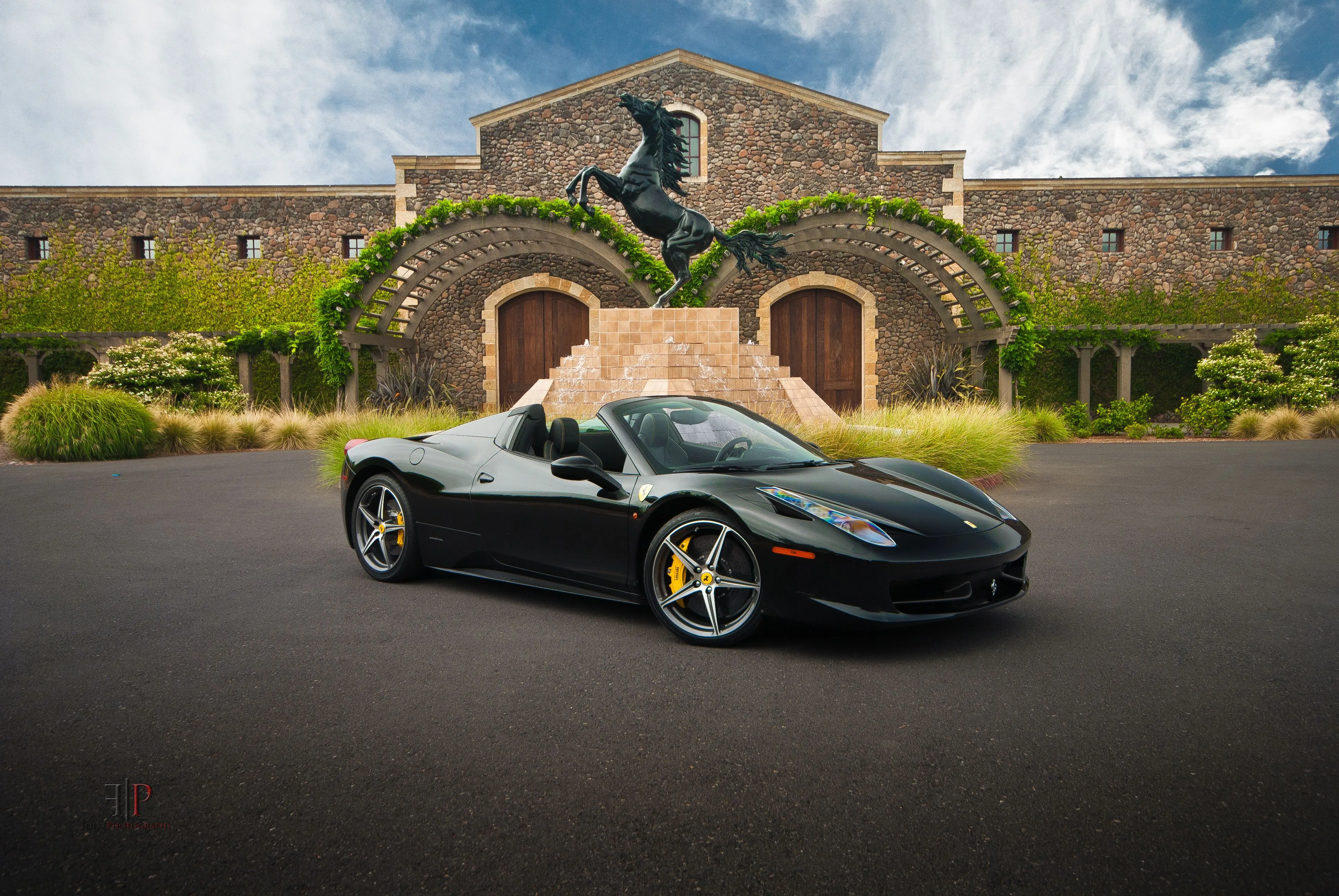Stunning Black Ferrari 458 Spider Ultra HD Wallpaper