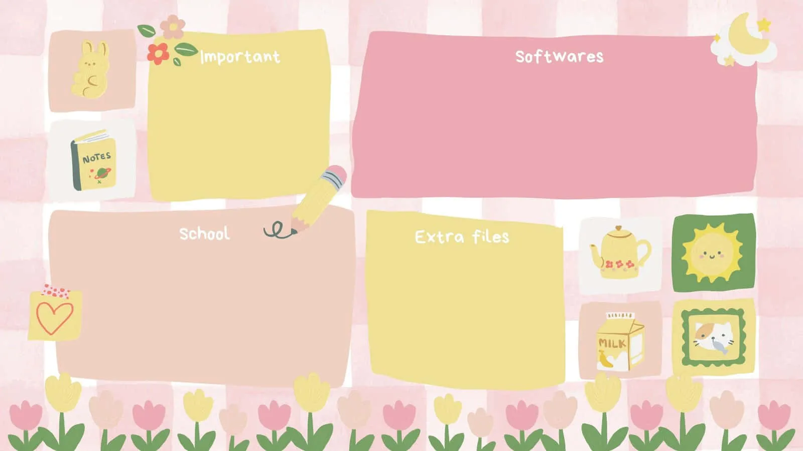 Download Pink and Yellow Aesthetic PC Setup Wallpaper