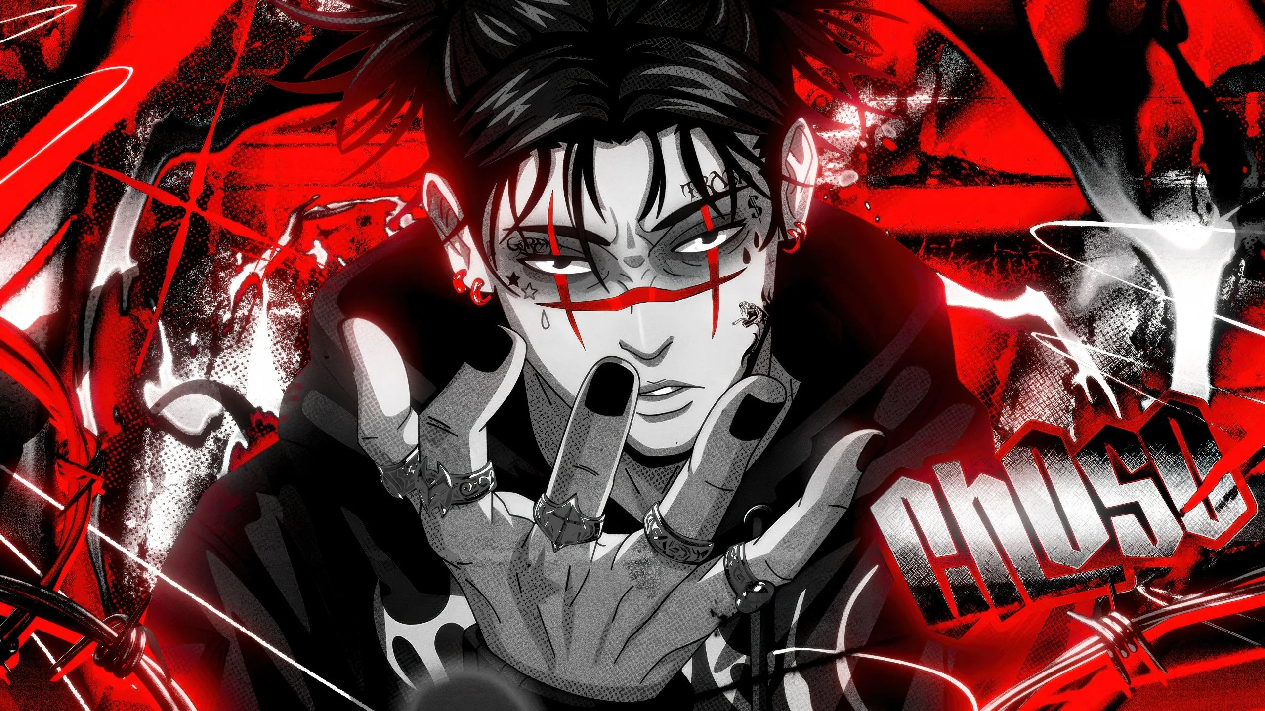 Choso Wallpaper 4K, Red aesthetic, Jujutsu Kaisen, 5K