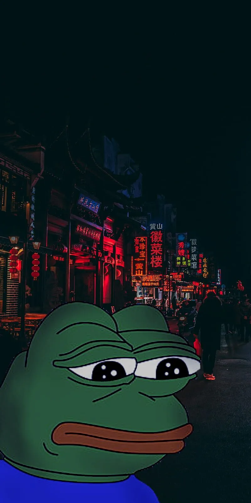 Sad Pepe, city, japan, meme, HD phone wallpaper