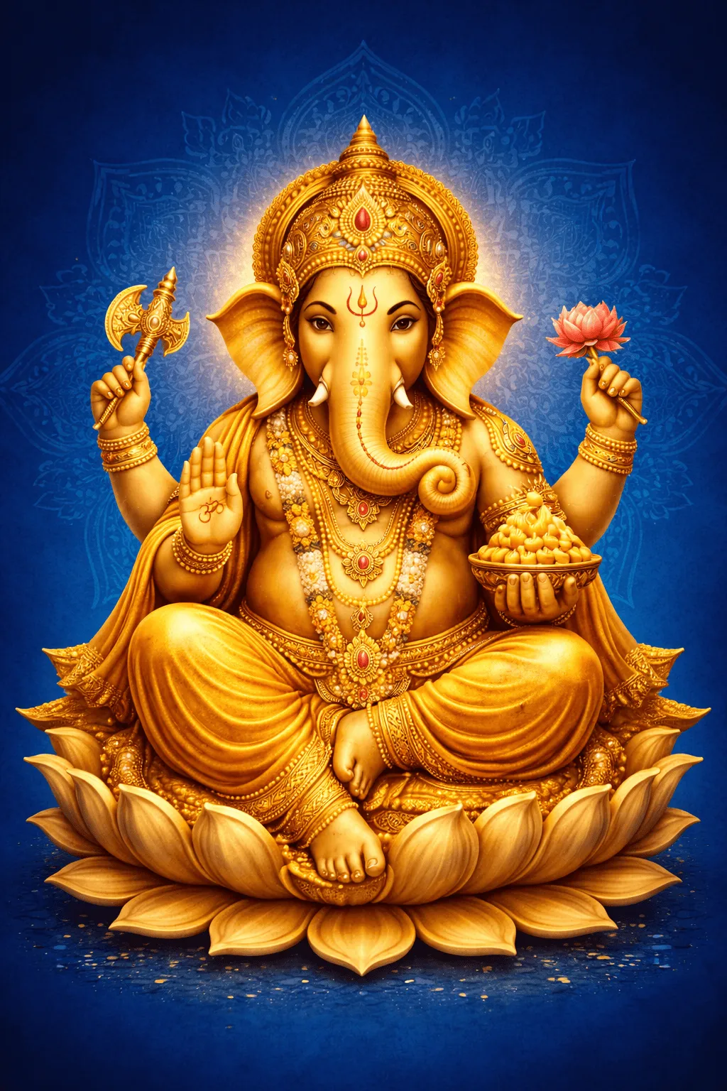 Ganesha Blue Background - HD Wallpaper Wallpaper